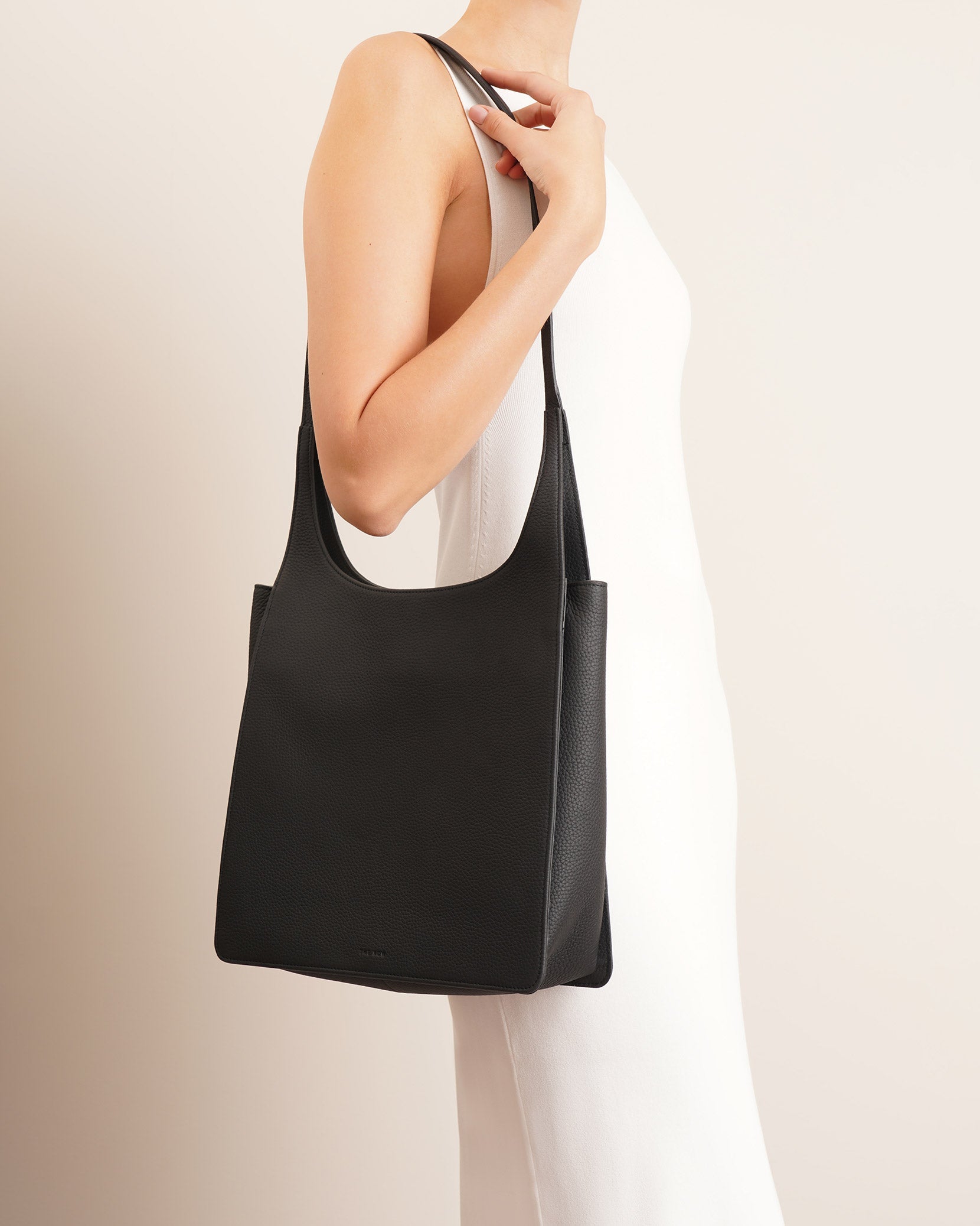 Jules black leather tote bag
