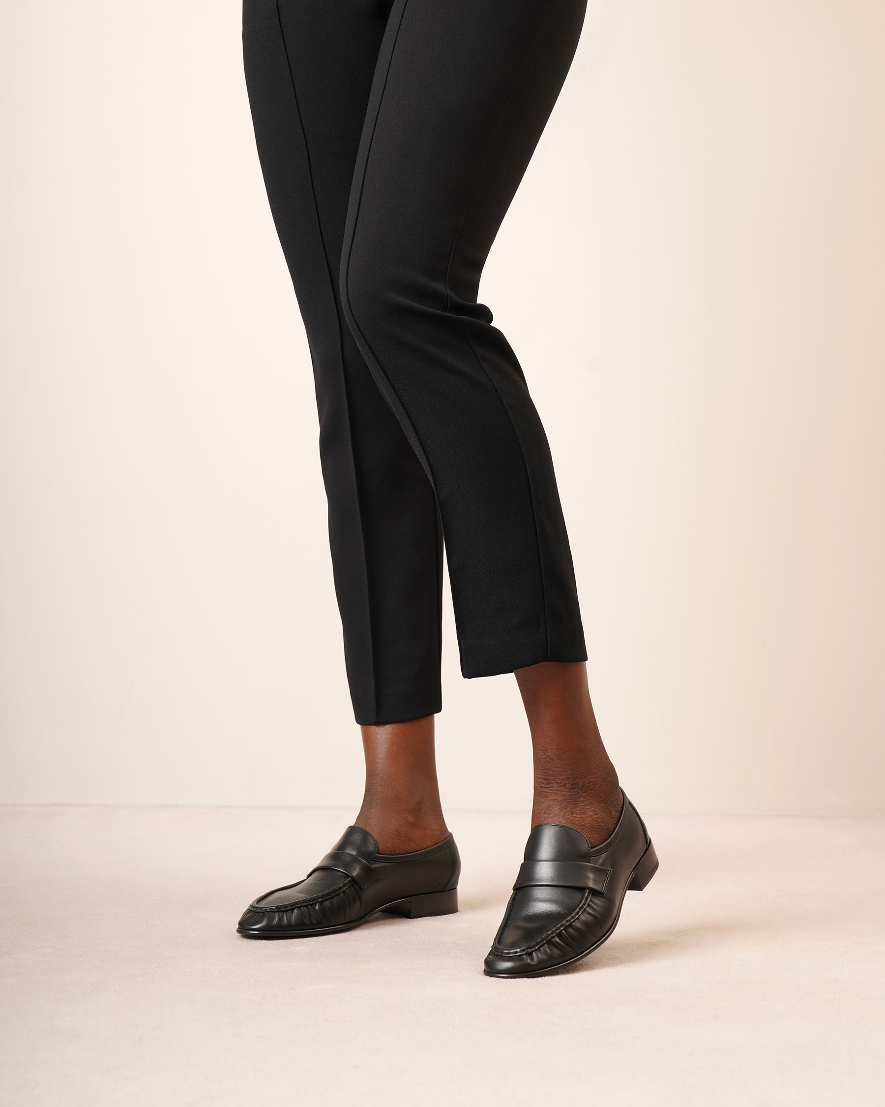 Soft black leather loafer