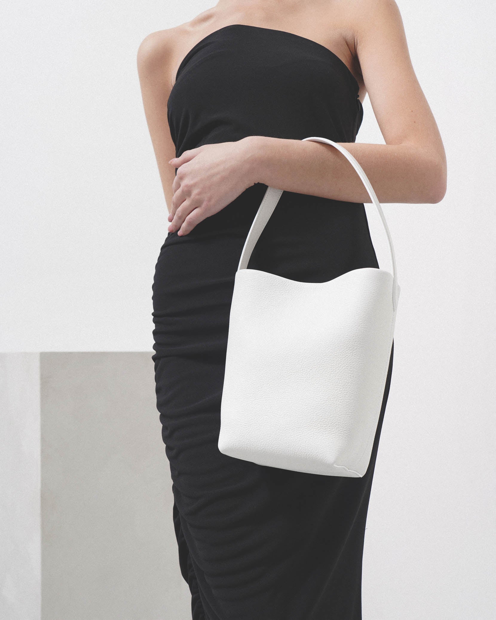 Small N/S park white leather tote bag