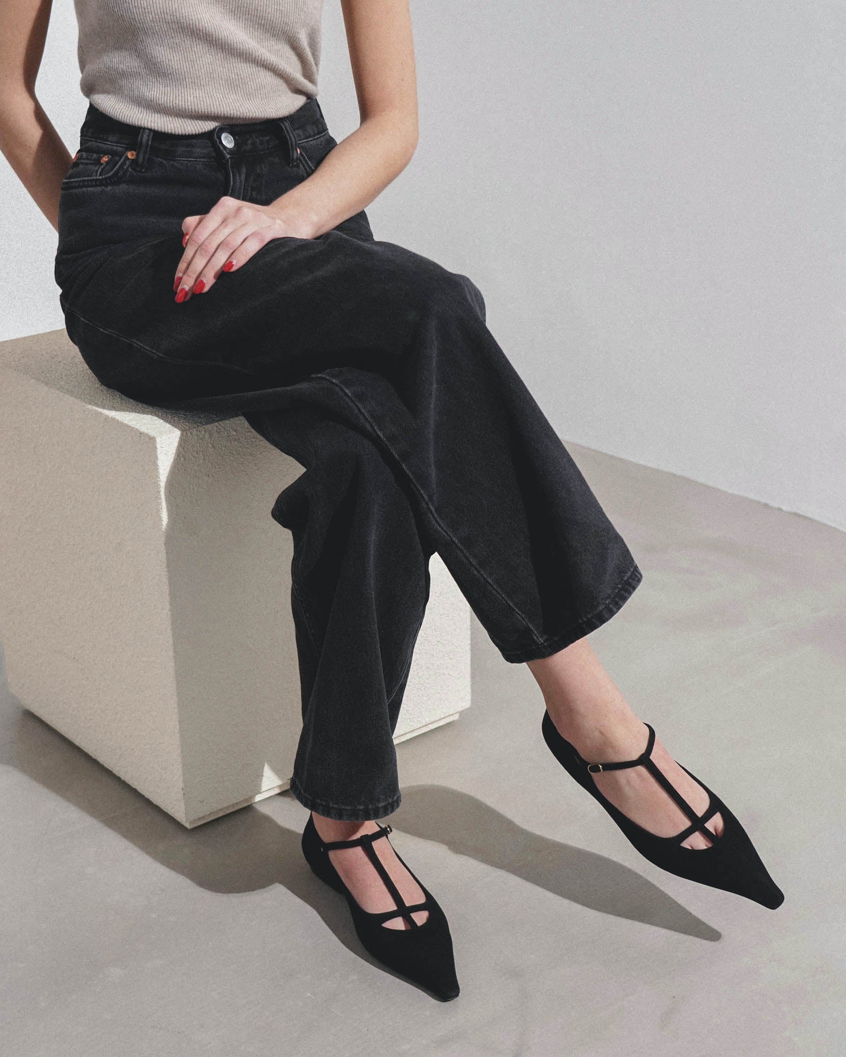 Cyd black suede flats