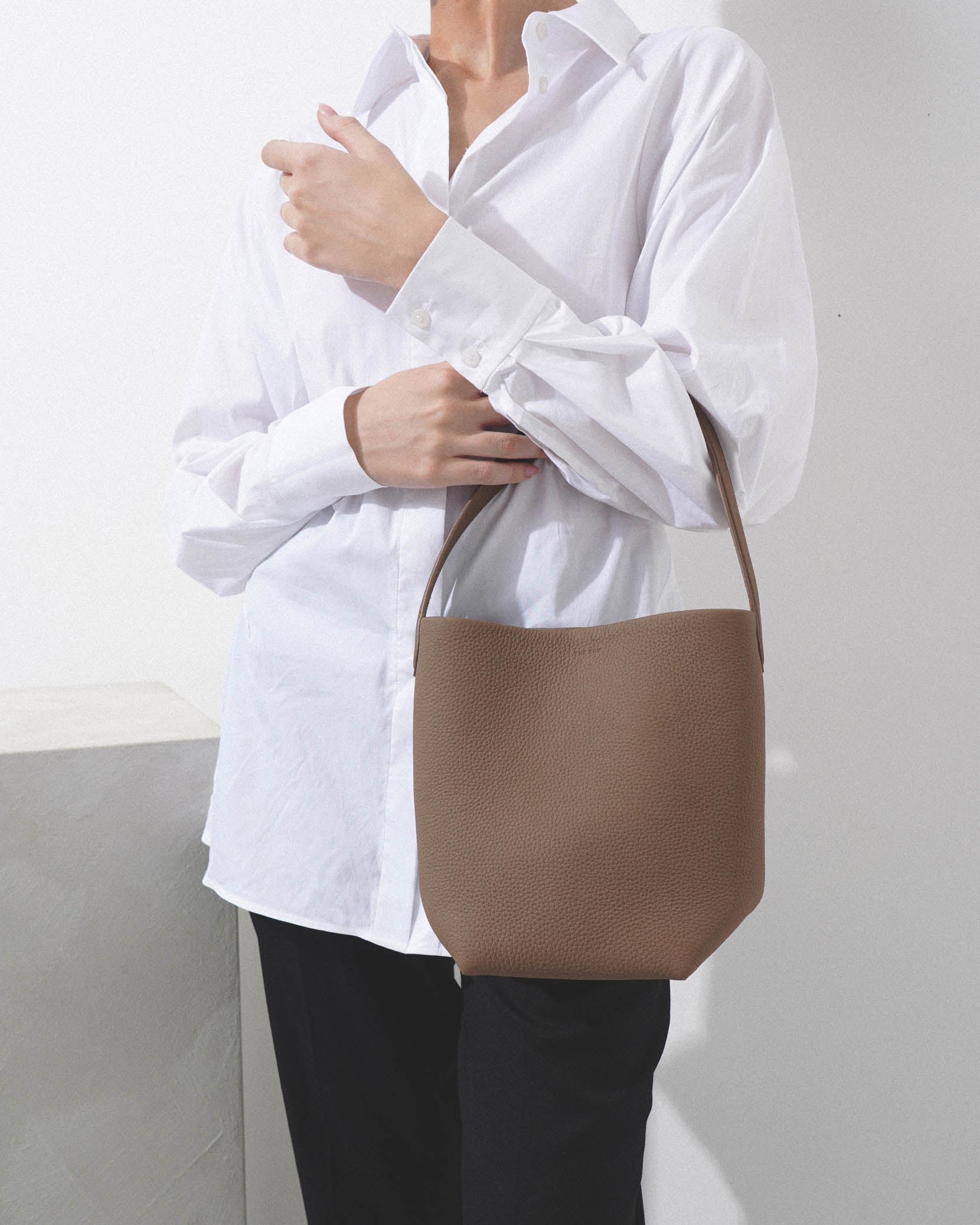 Small N/S park taupe matte grain tote bag