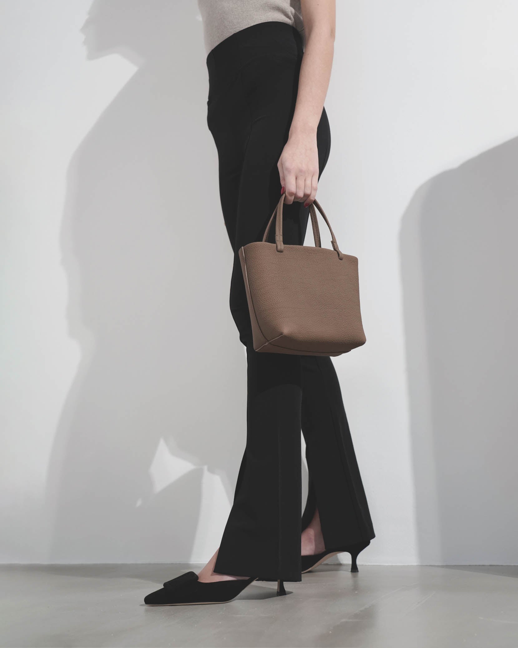 Park tote small taupe matte grain bag