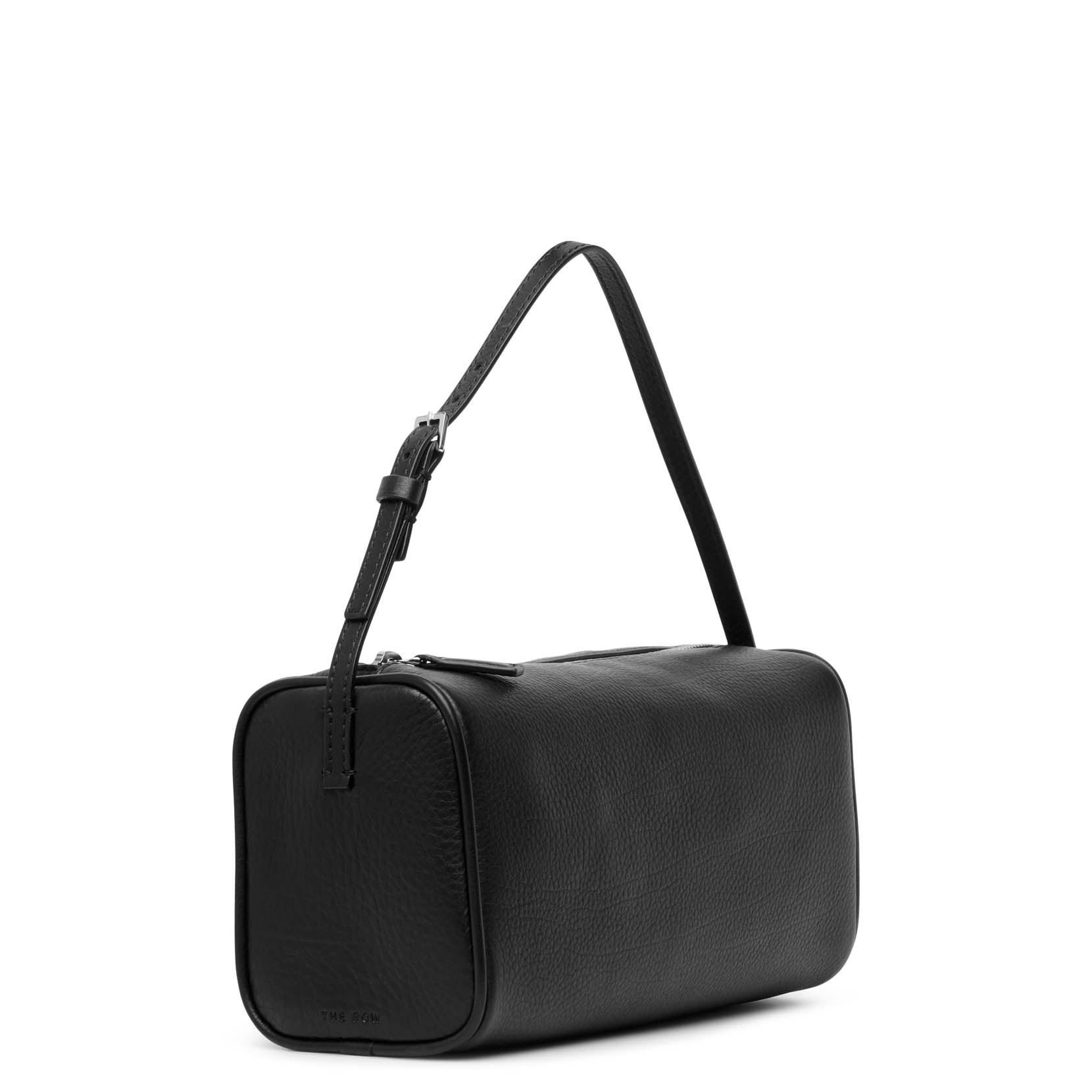 90s black small grain leather bag