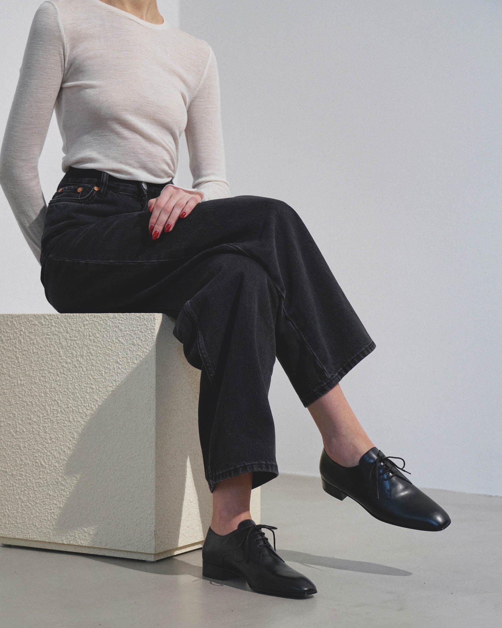 Kay Oxford black lace-up flats