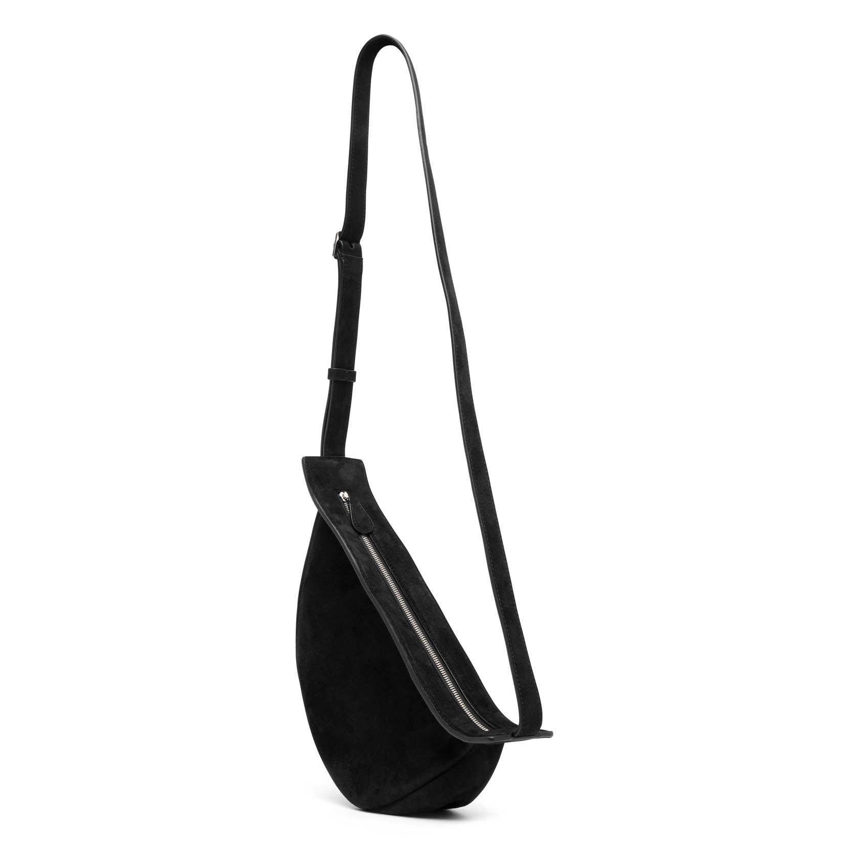 Slouchy banana small black suede shoulder bag