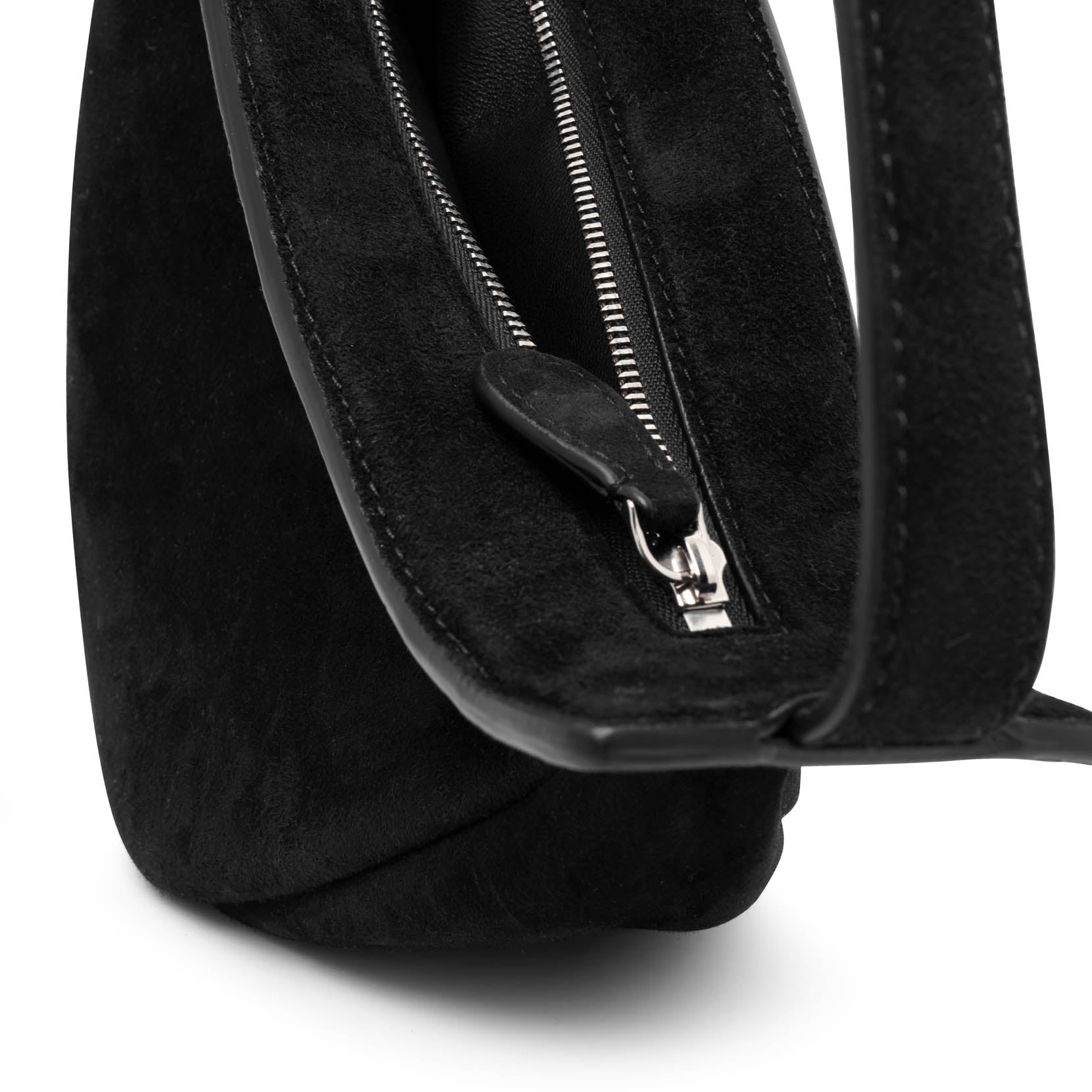 Slouchy banana small black suede shoulder bag