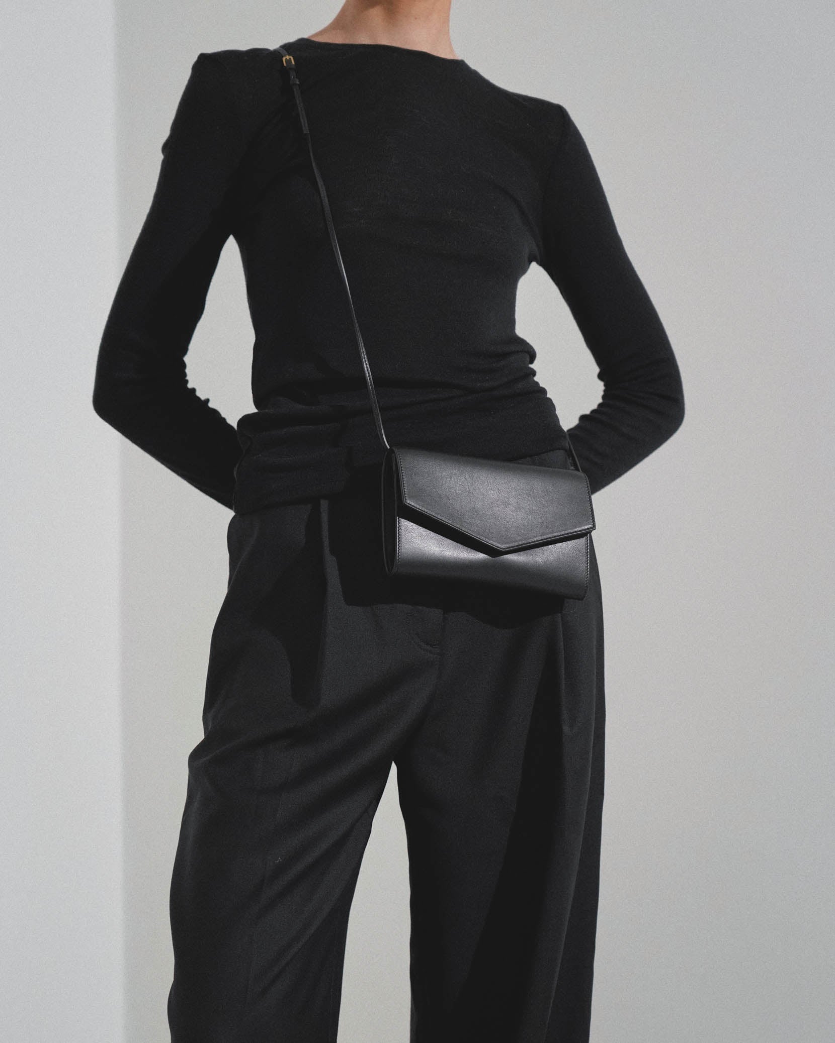 Envelope black leather