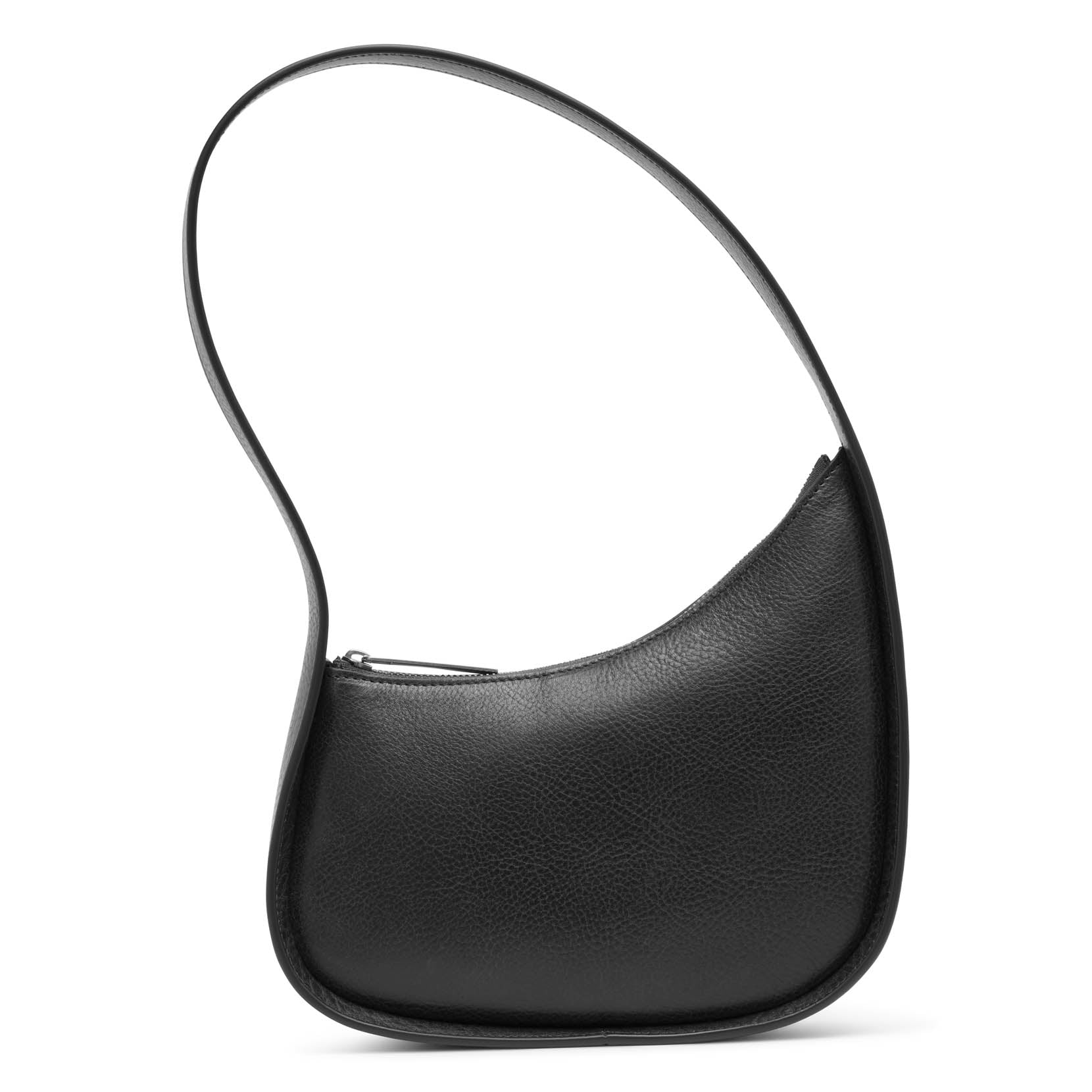 Half moon black leather bag