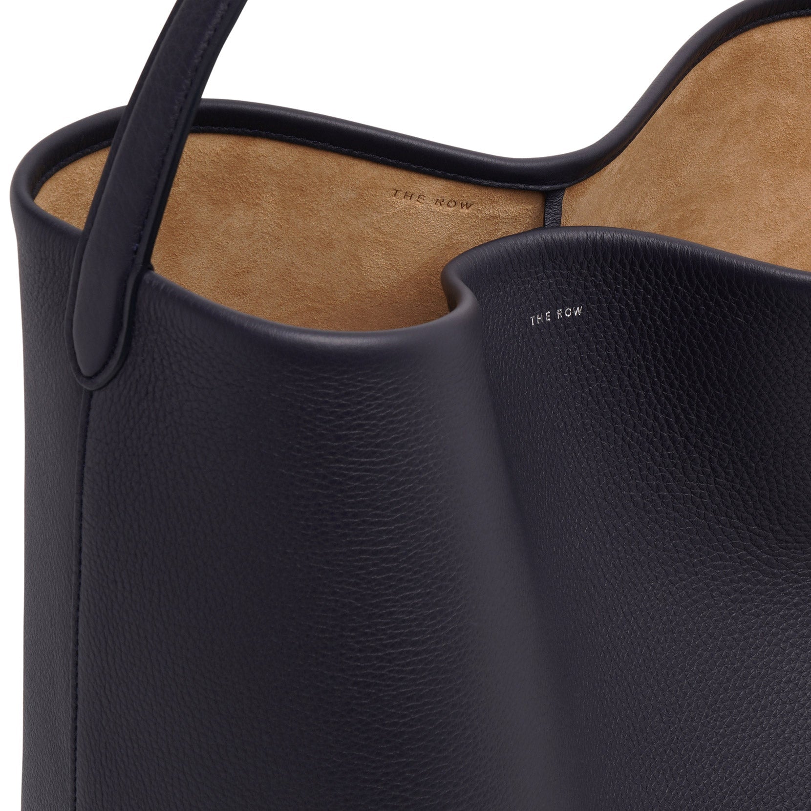 Large N/S dark blue leather tote bag