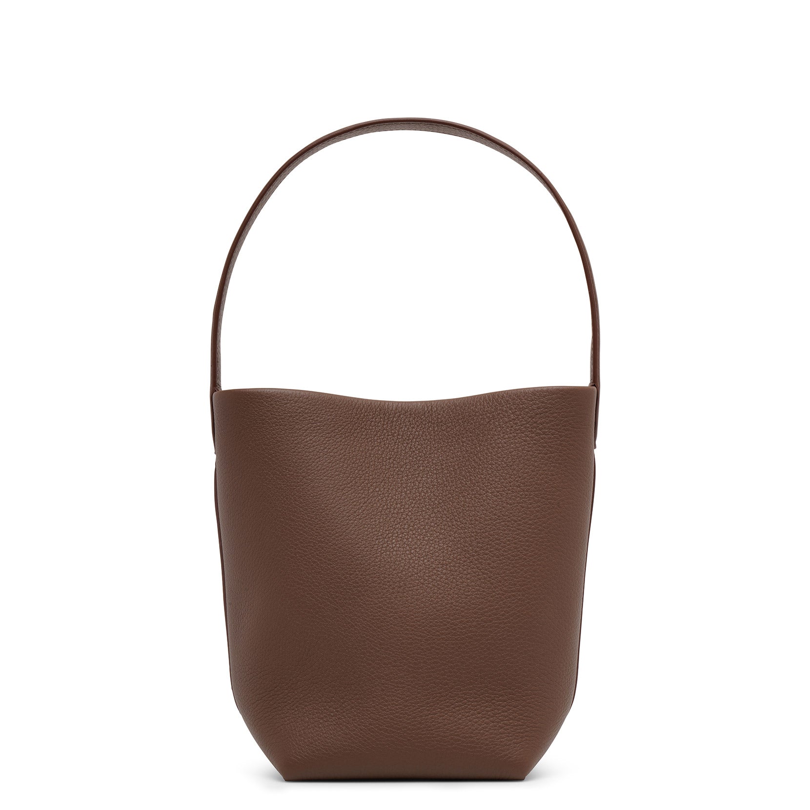 Small N/S dark olive leather tote bag