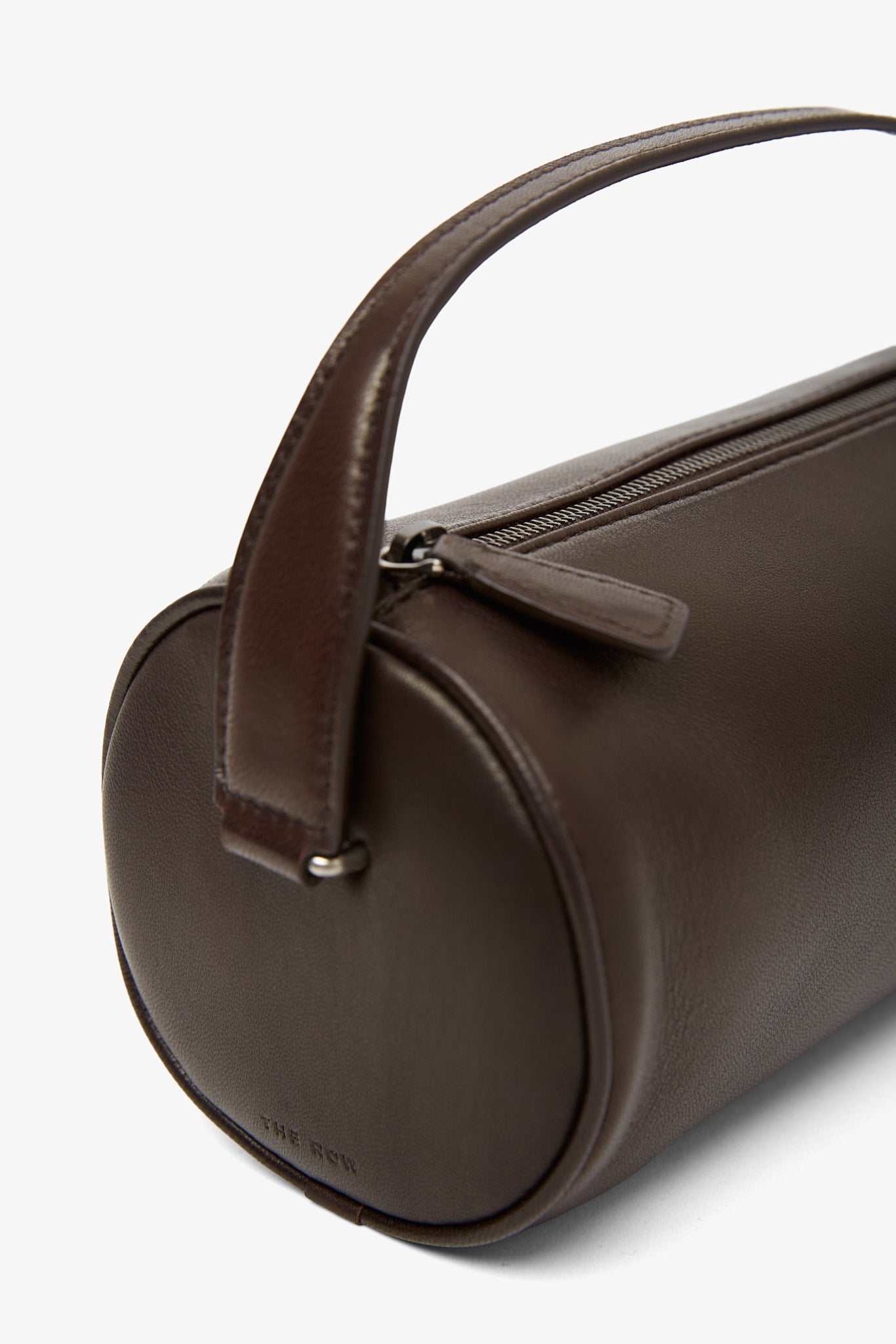 Round 90s dark brown leather bag