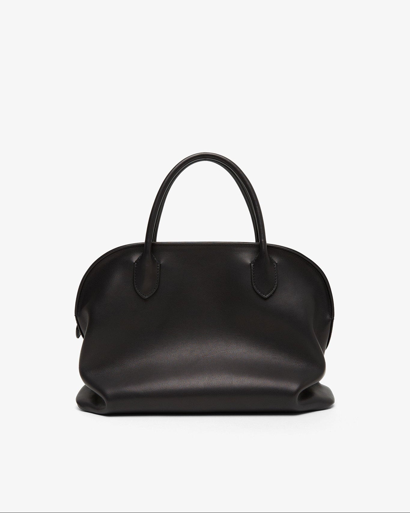 Black handbag on a white background