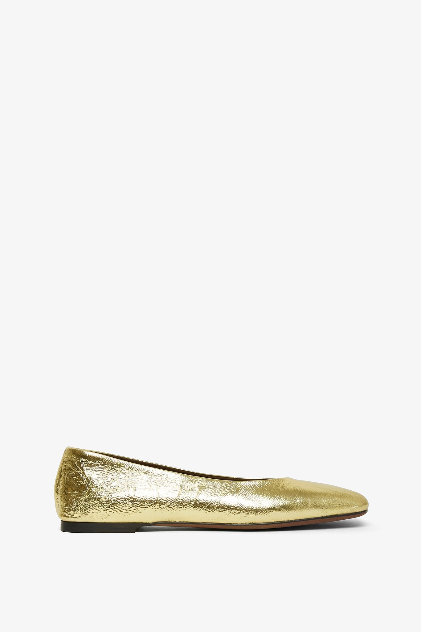 Square nappa gold ballet flats