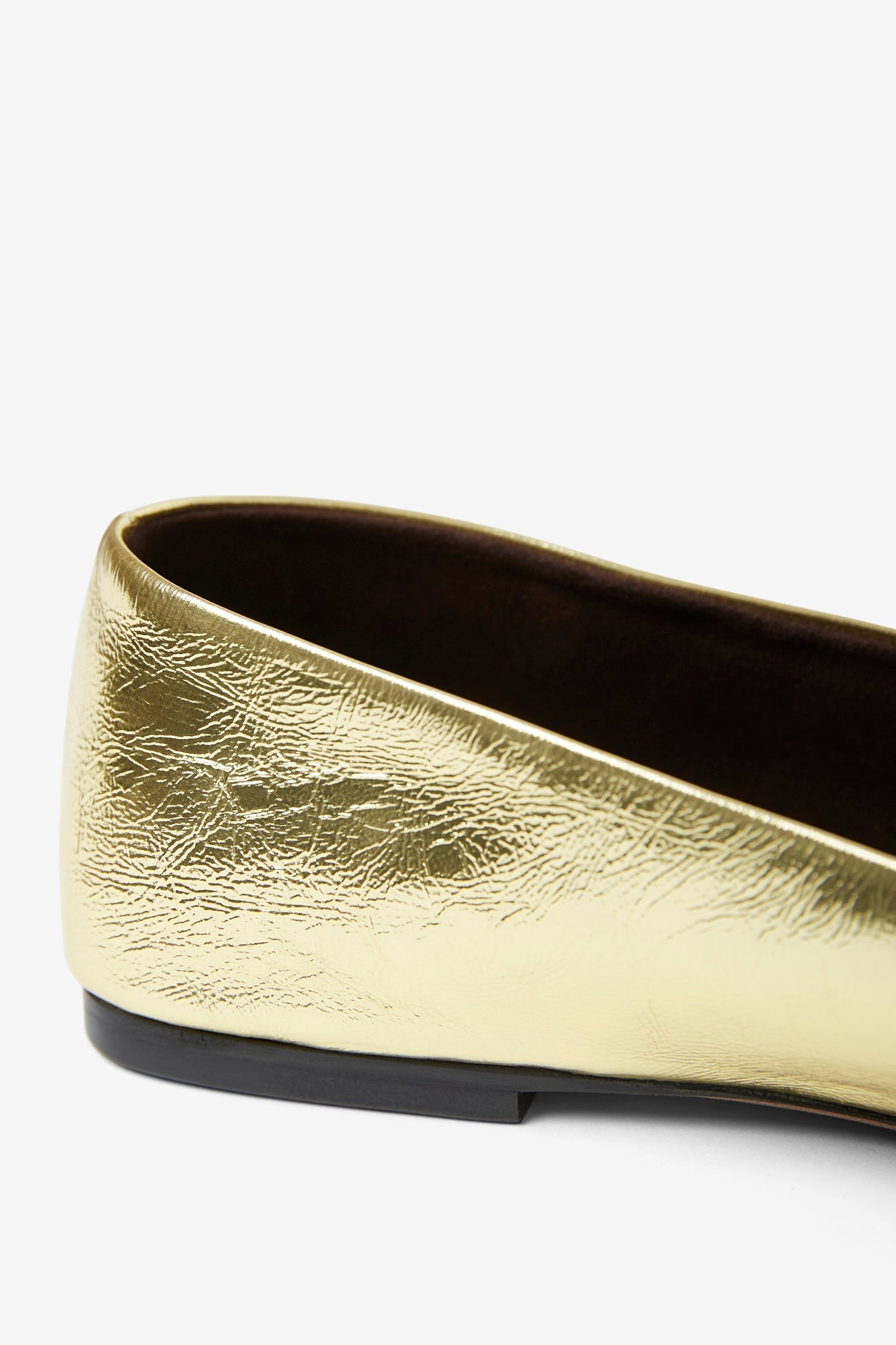 Square nappa gold ballet flats