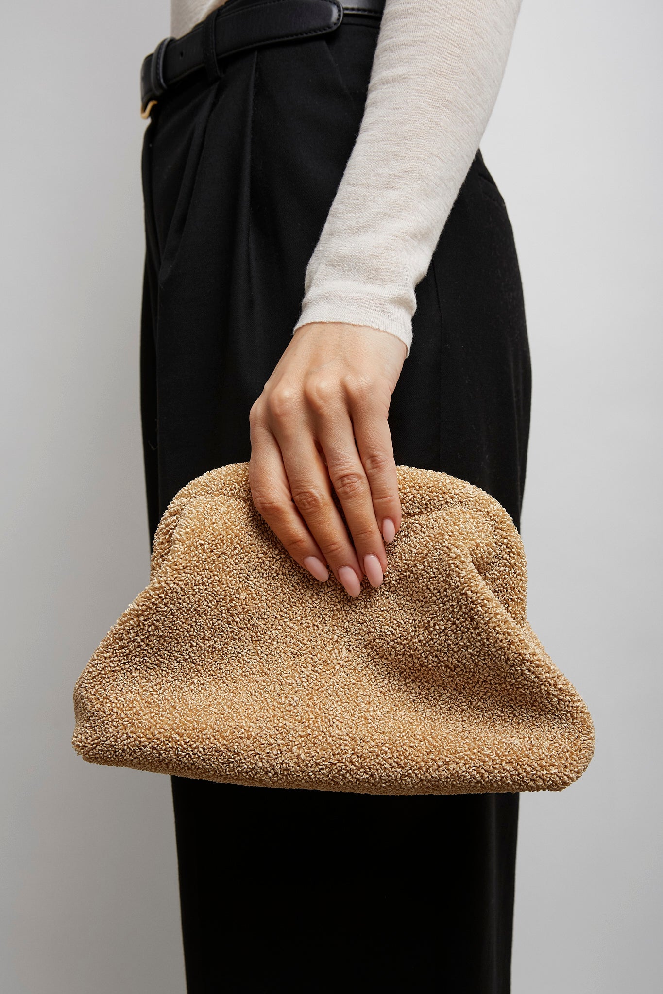 Mira natural raffia clutch