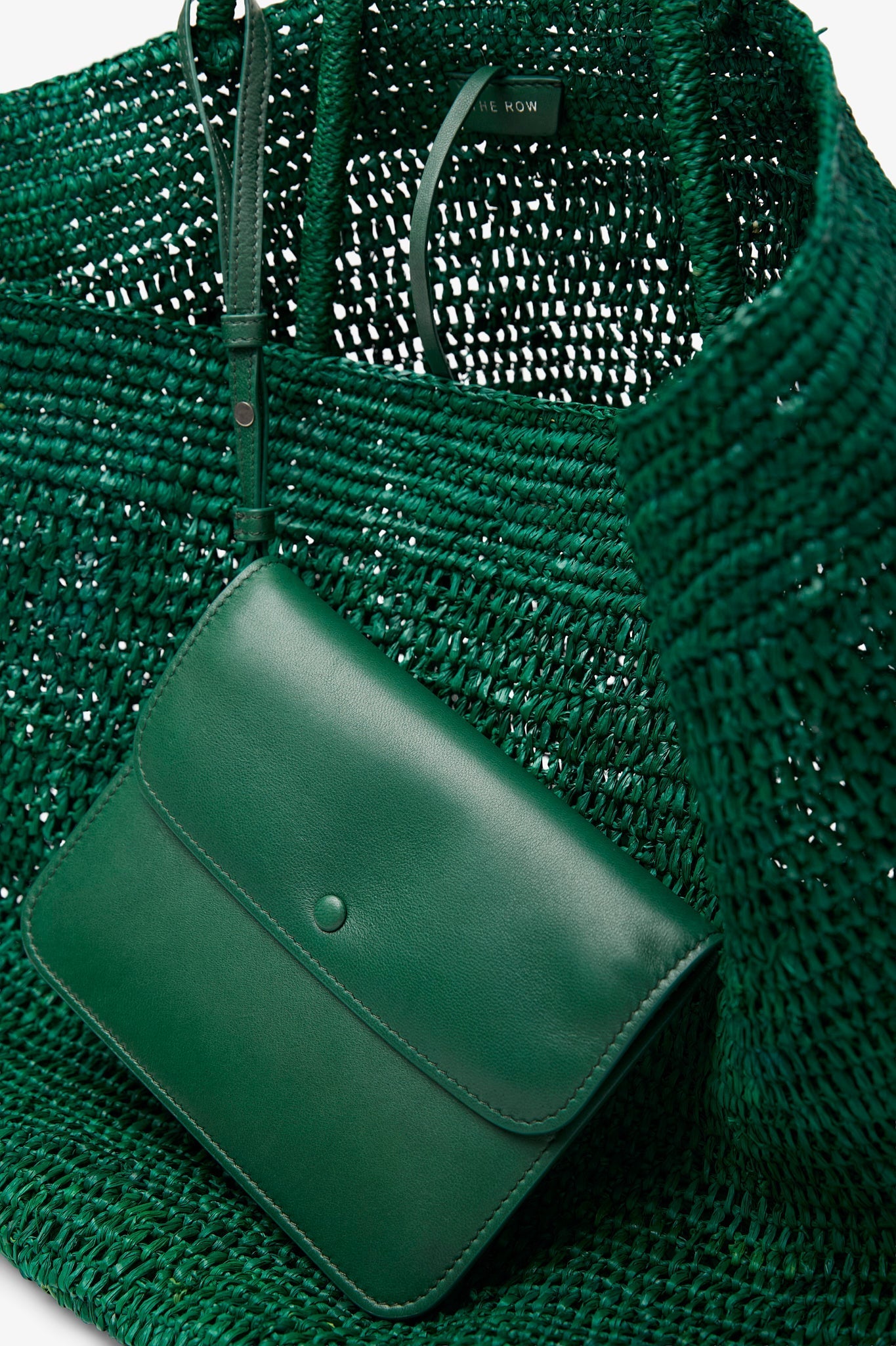 Oregon green raffia bag