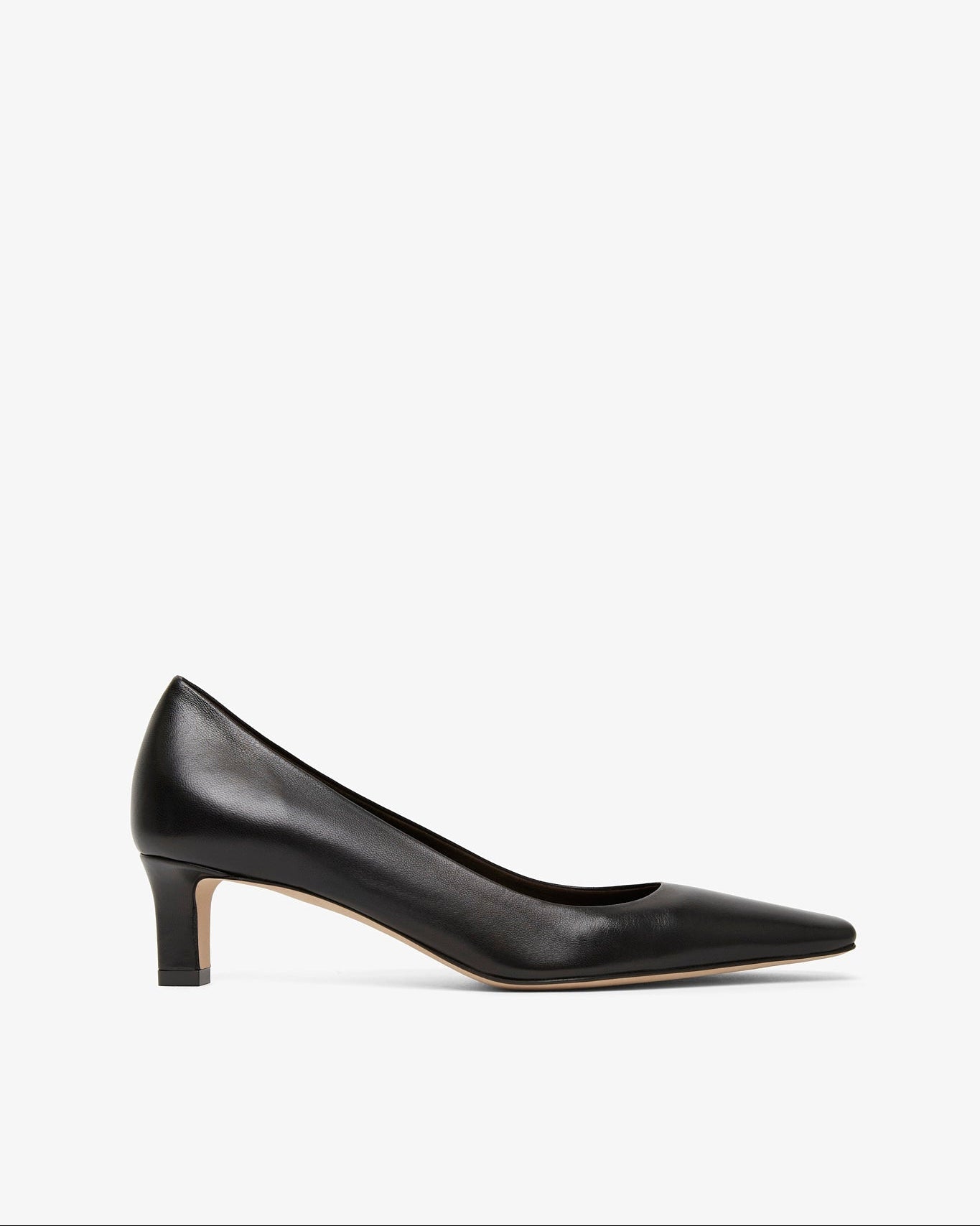 Black high-heeled shoe on a white background