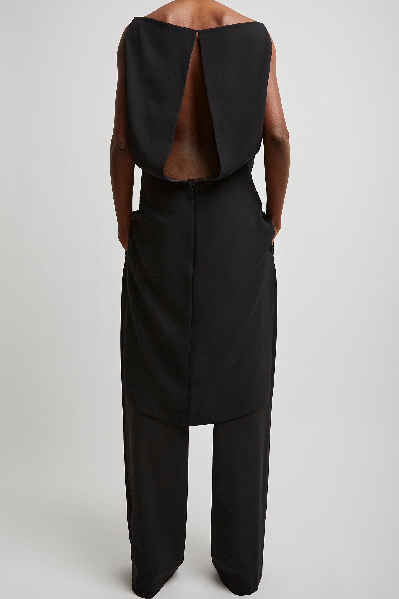 Selima black crepe silk top
