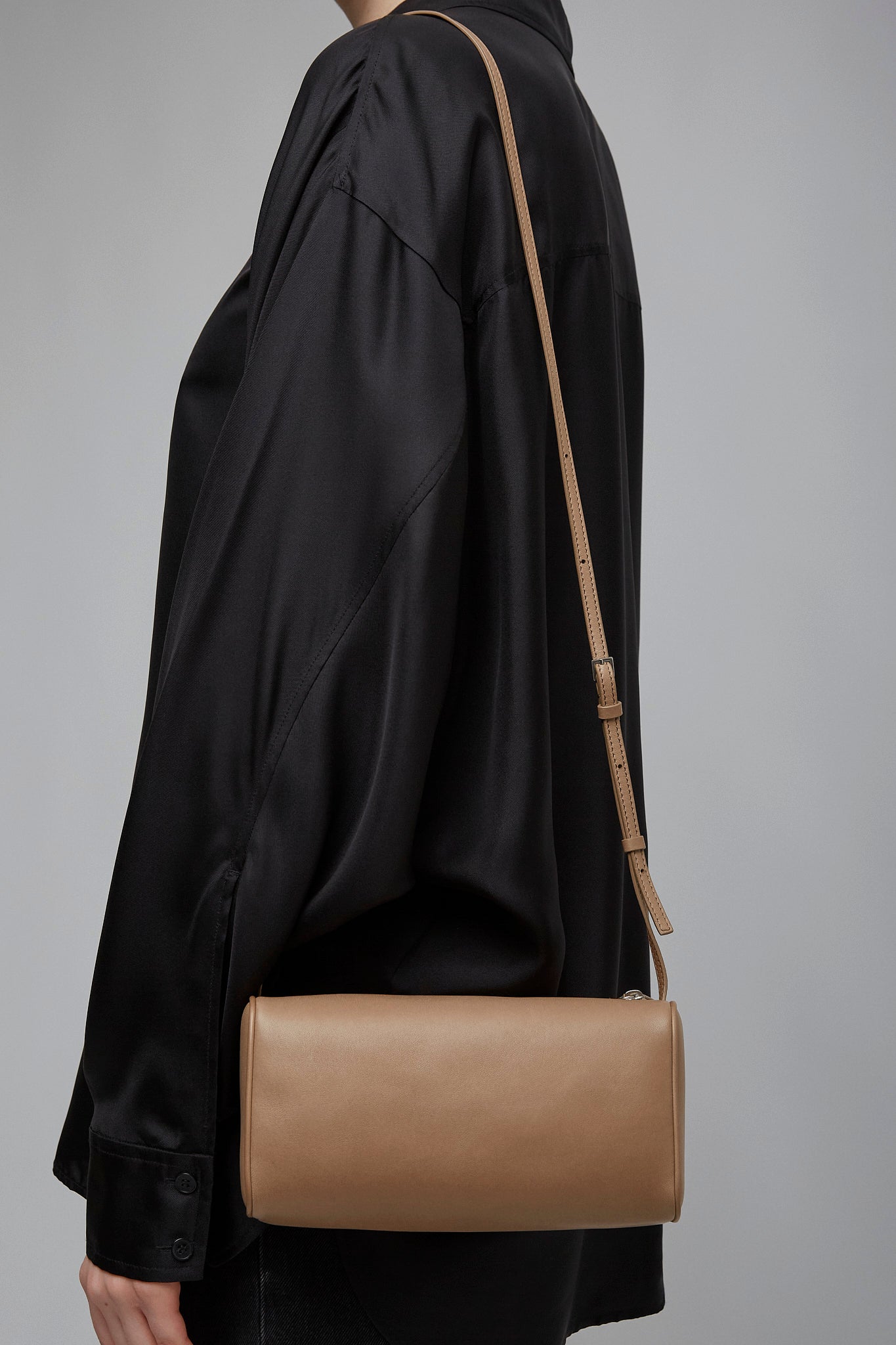 90S stone leather crossbody bag