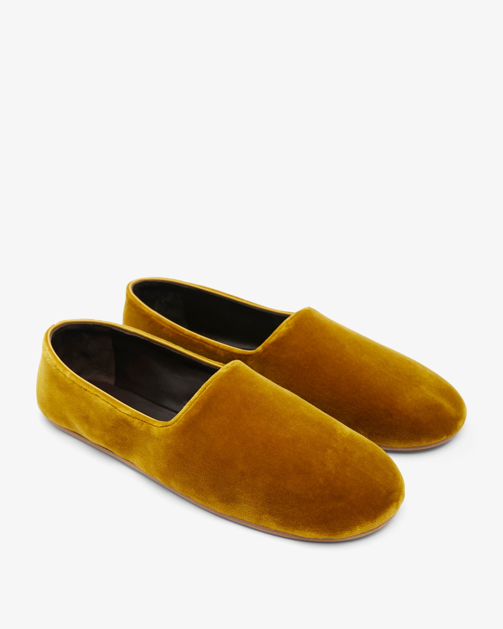 Ponti mustard velvet slippers