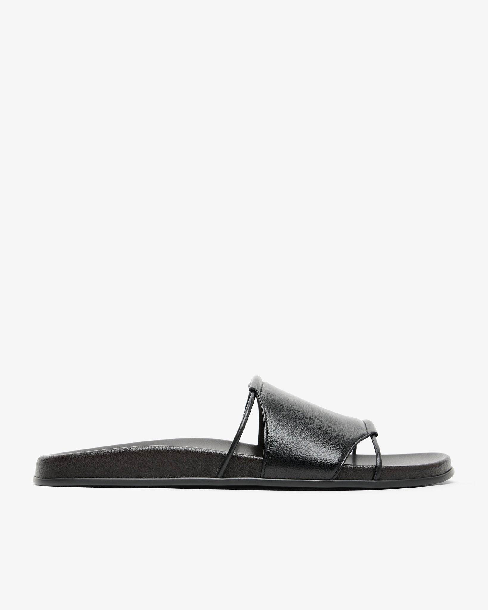 Vivienne black leather slides