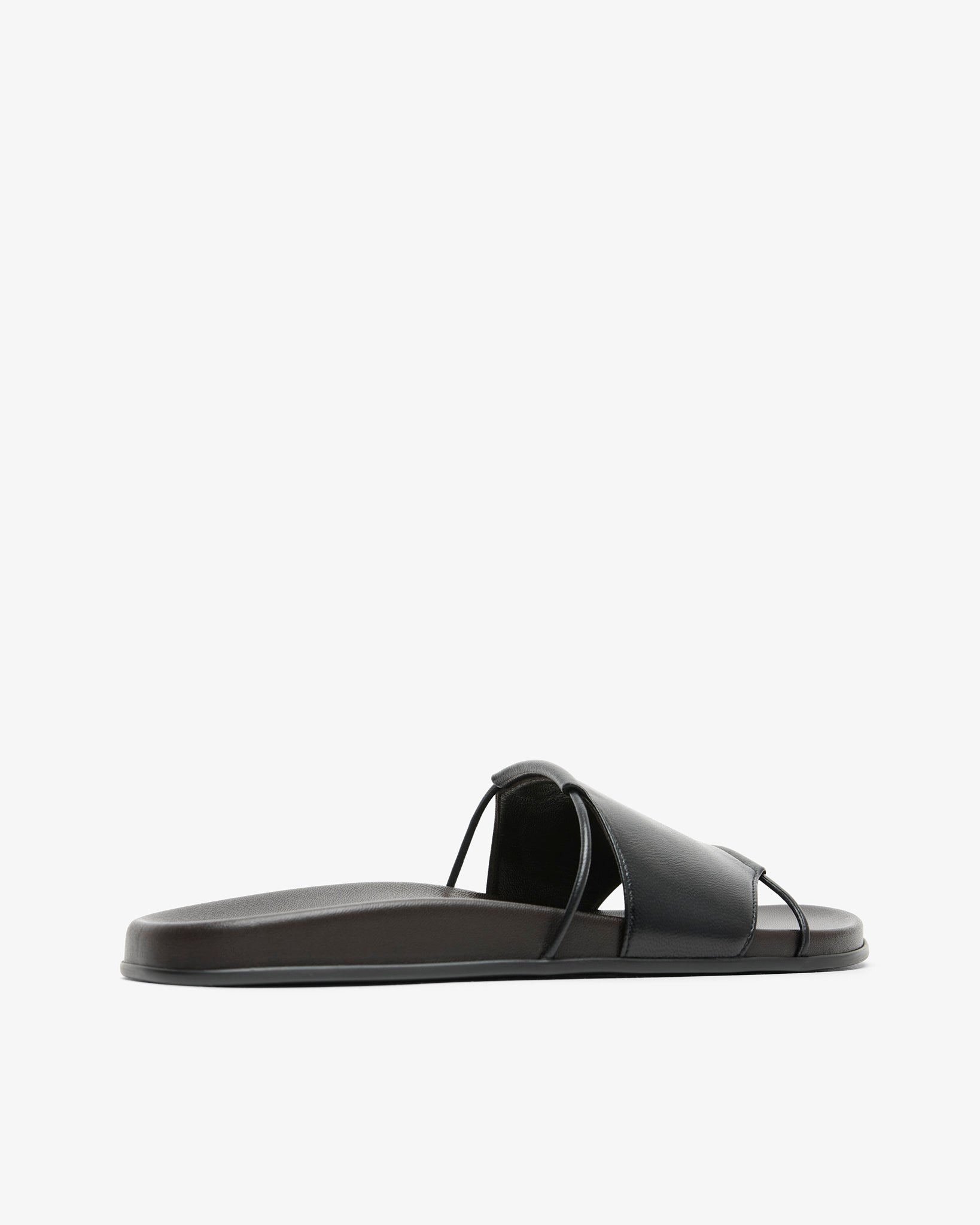 Vivienne black leather slides