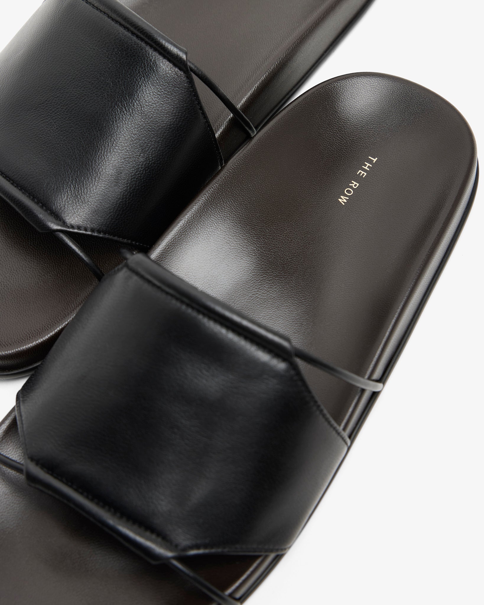 Vivienne black leather slides