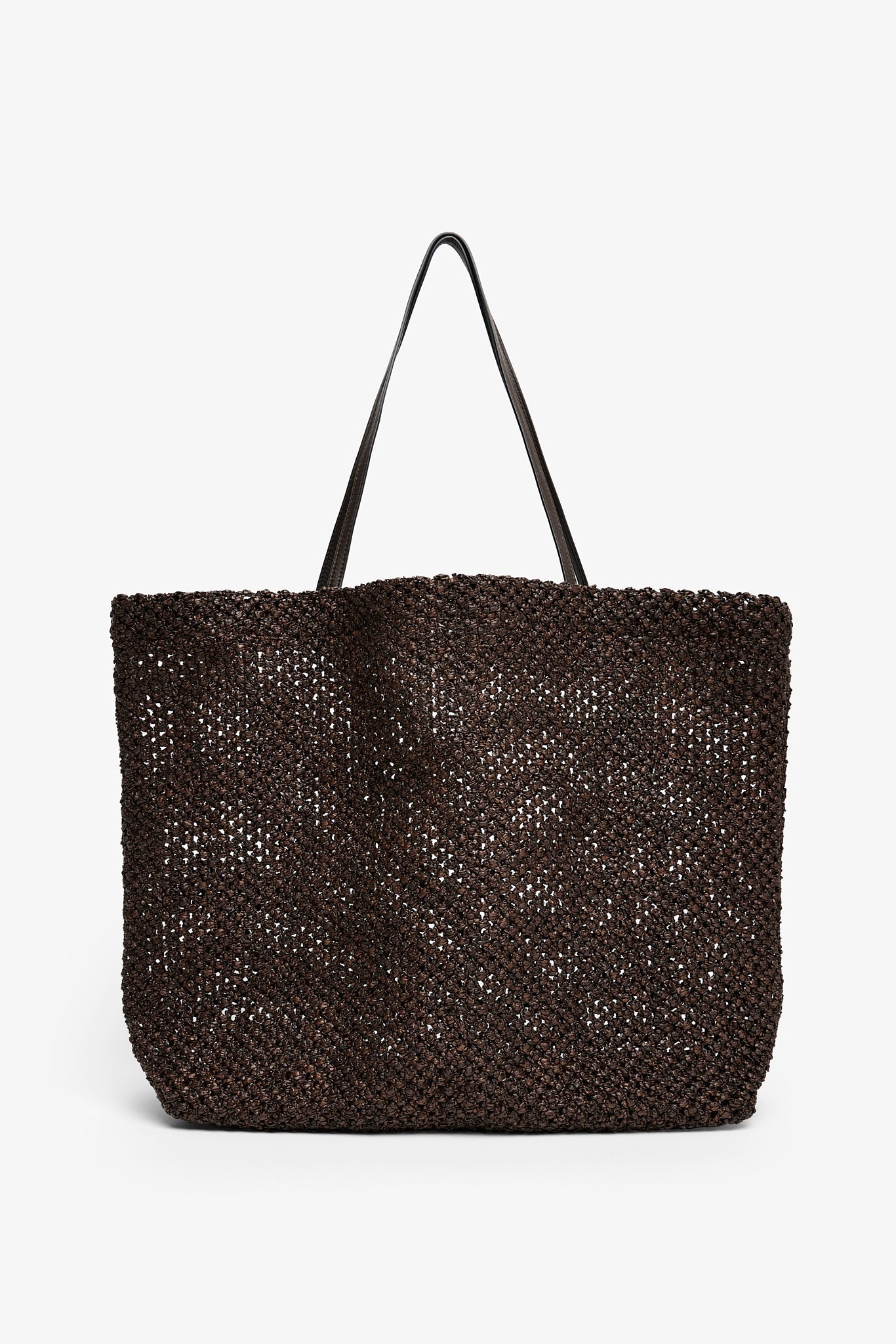 Barn dark brown raffia tote bag