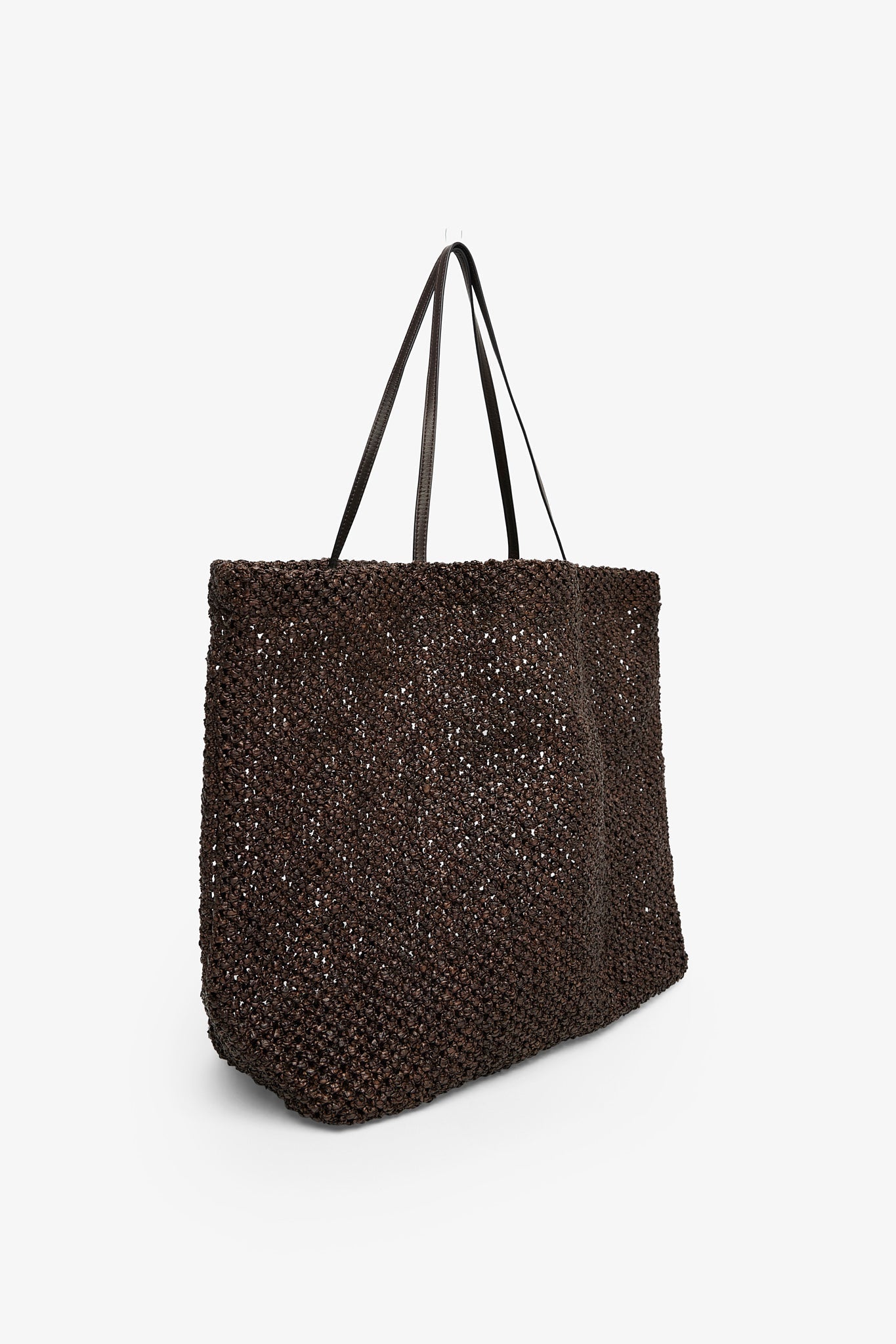 Barn dark brown raffia tote bag