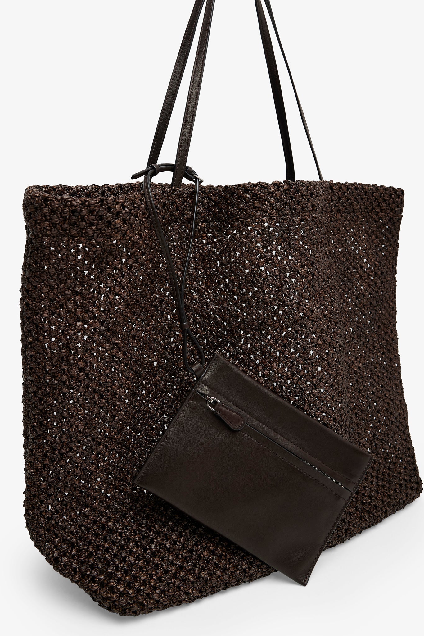 Barn dark brown raffia tote bag