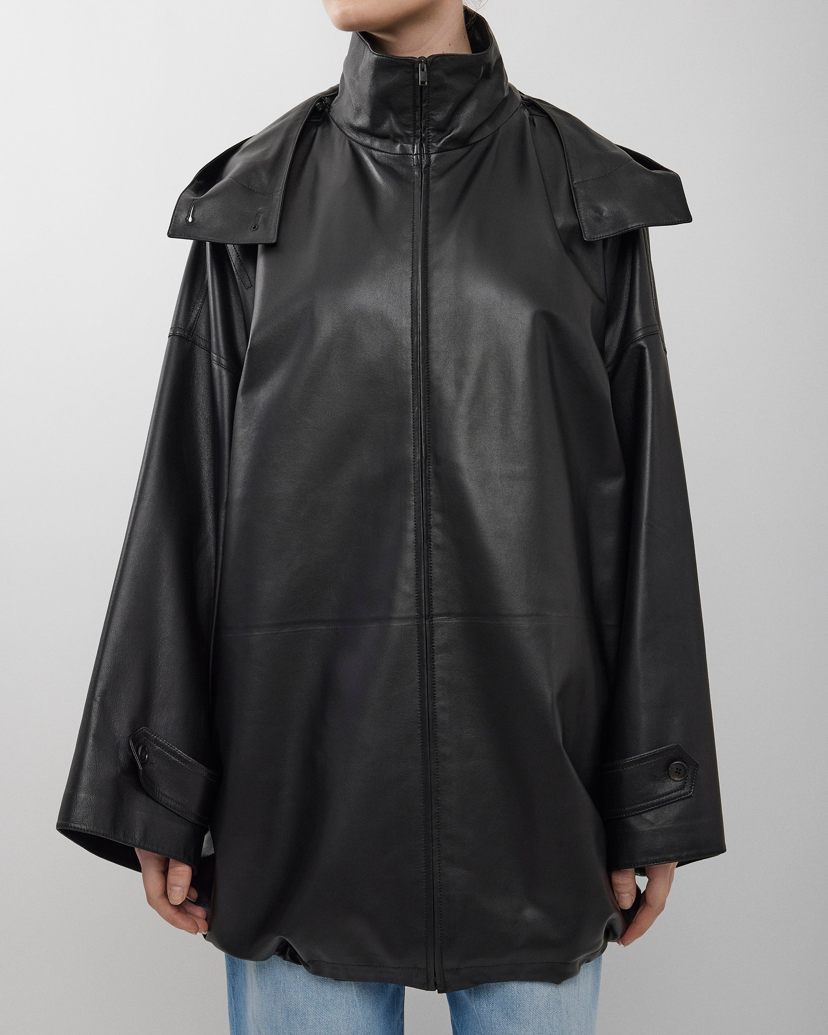 Cassandre black leather coat