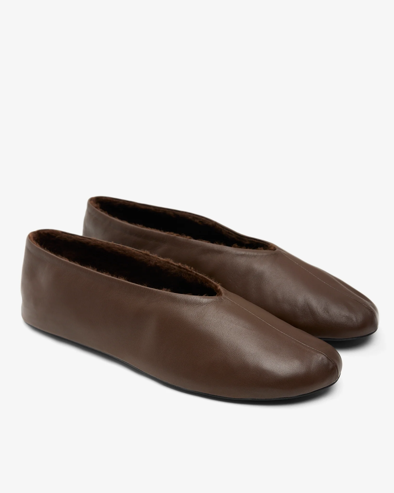 Stella medium brown shearling ballet flats