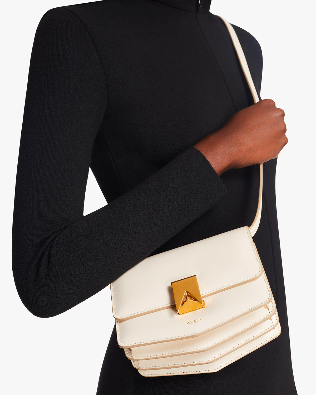 Le Papa Small ivory box calf leather bag