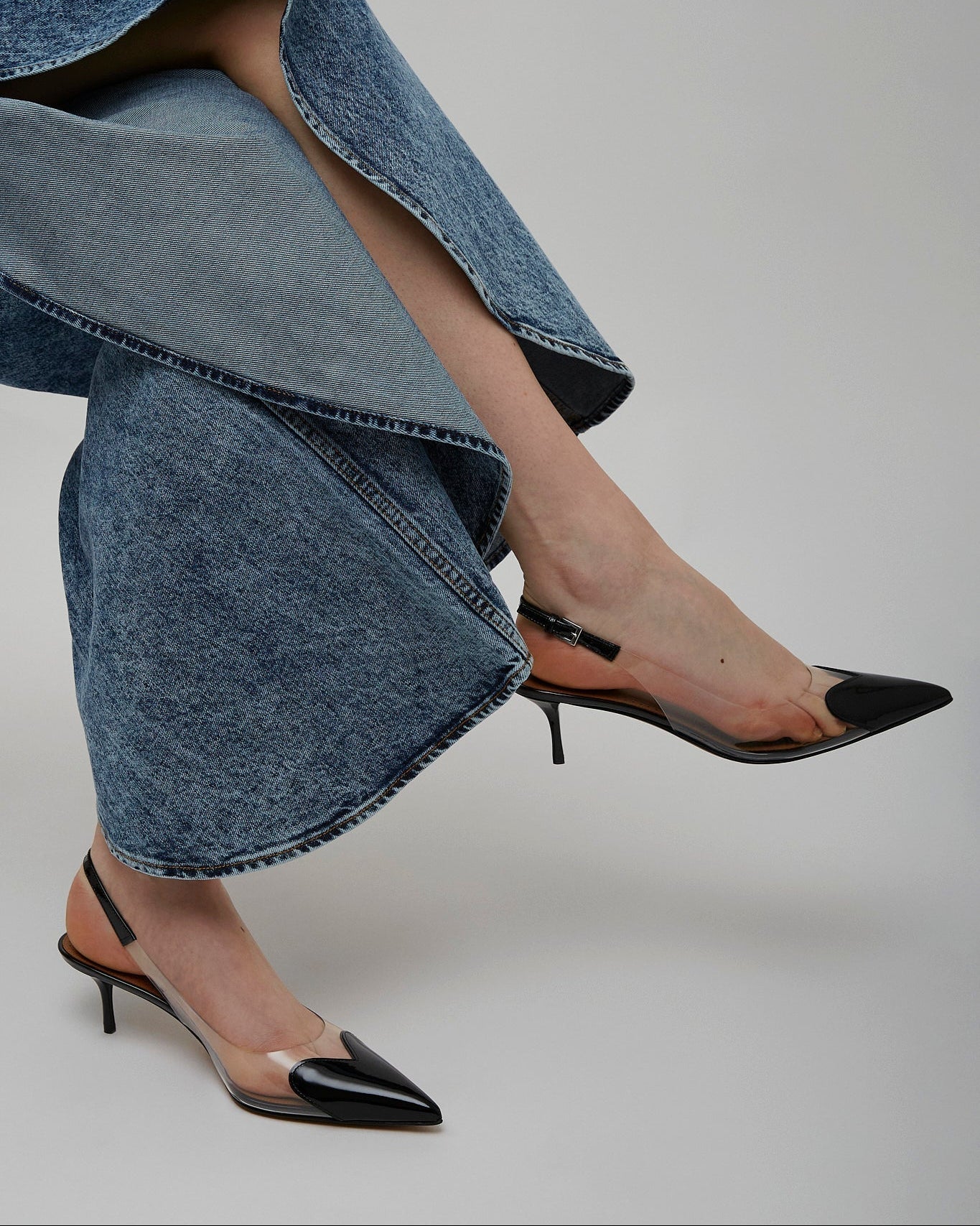 Coeur 55 black patent slingbacks