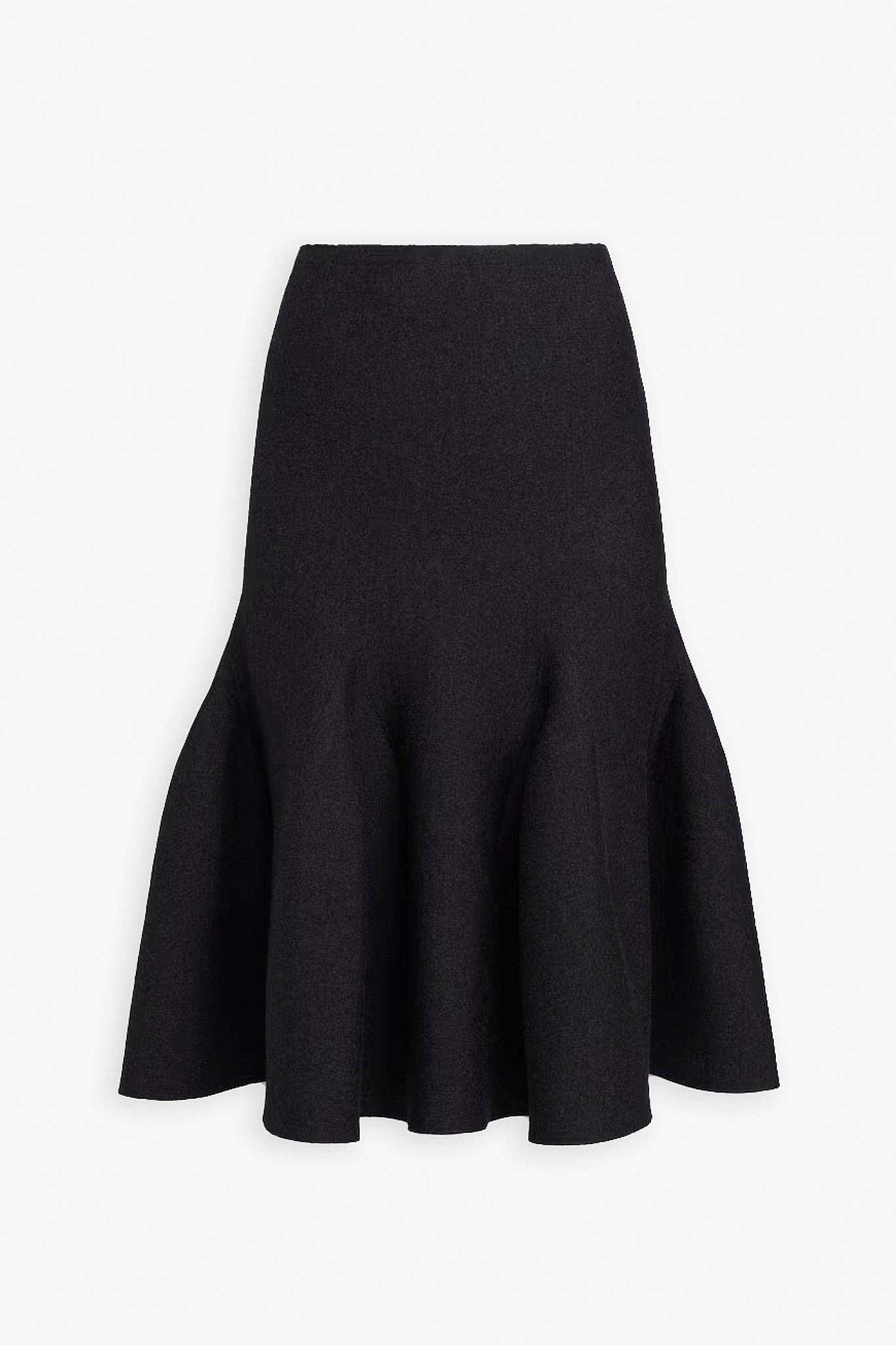 Dark brown sculptural knit midi skirt