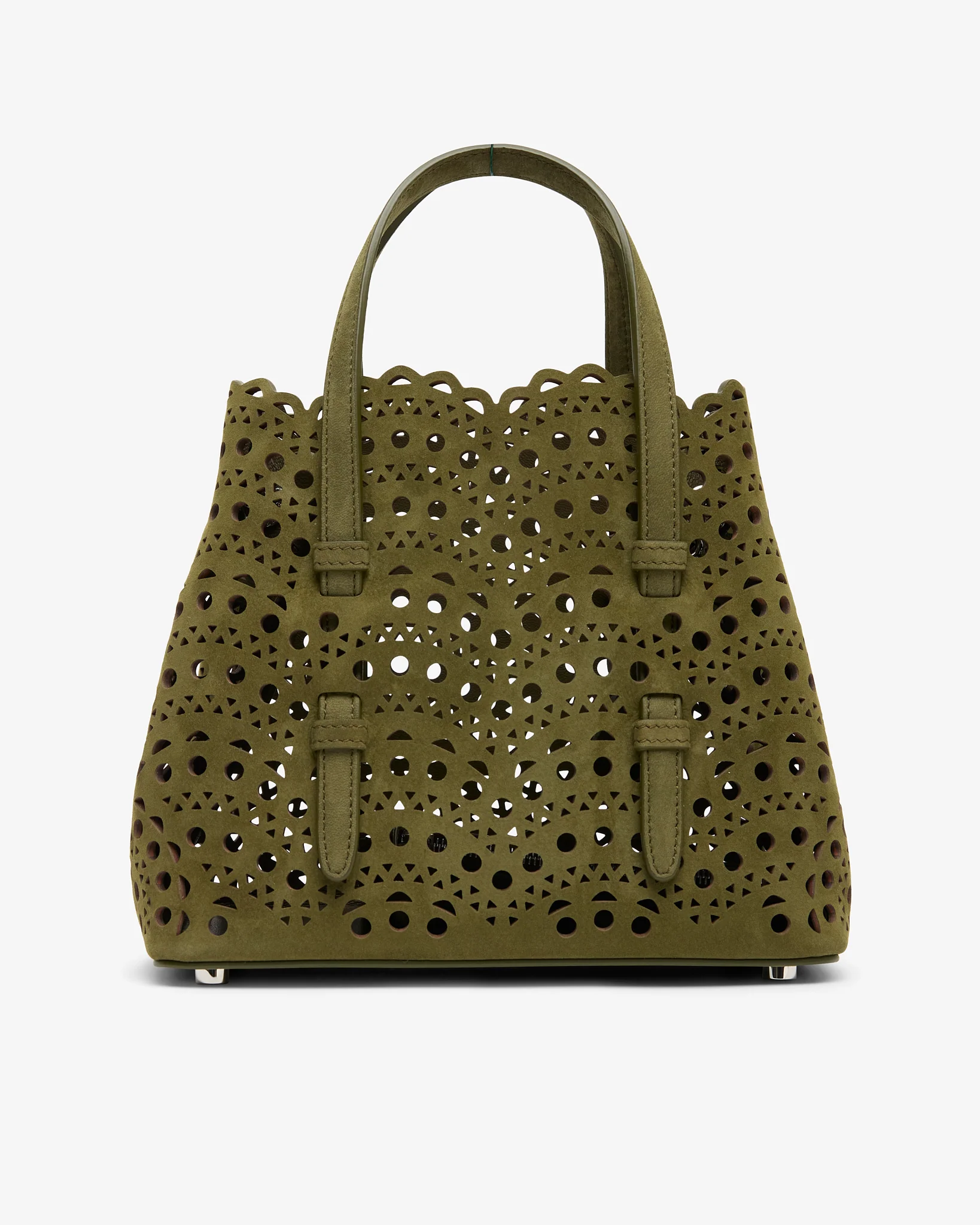 Mina 20 camouflage green suede tote bag