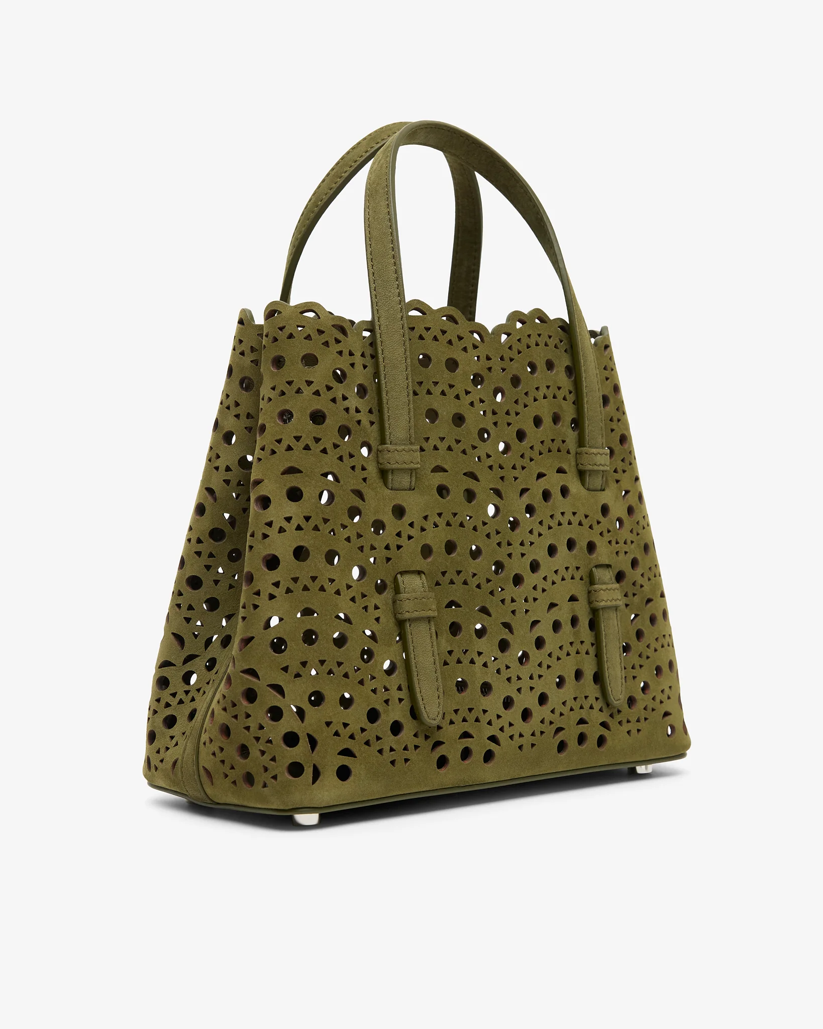 Mina 20 camouflage green suede tote bag