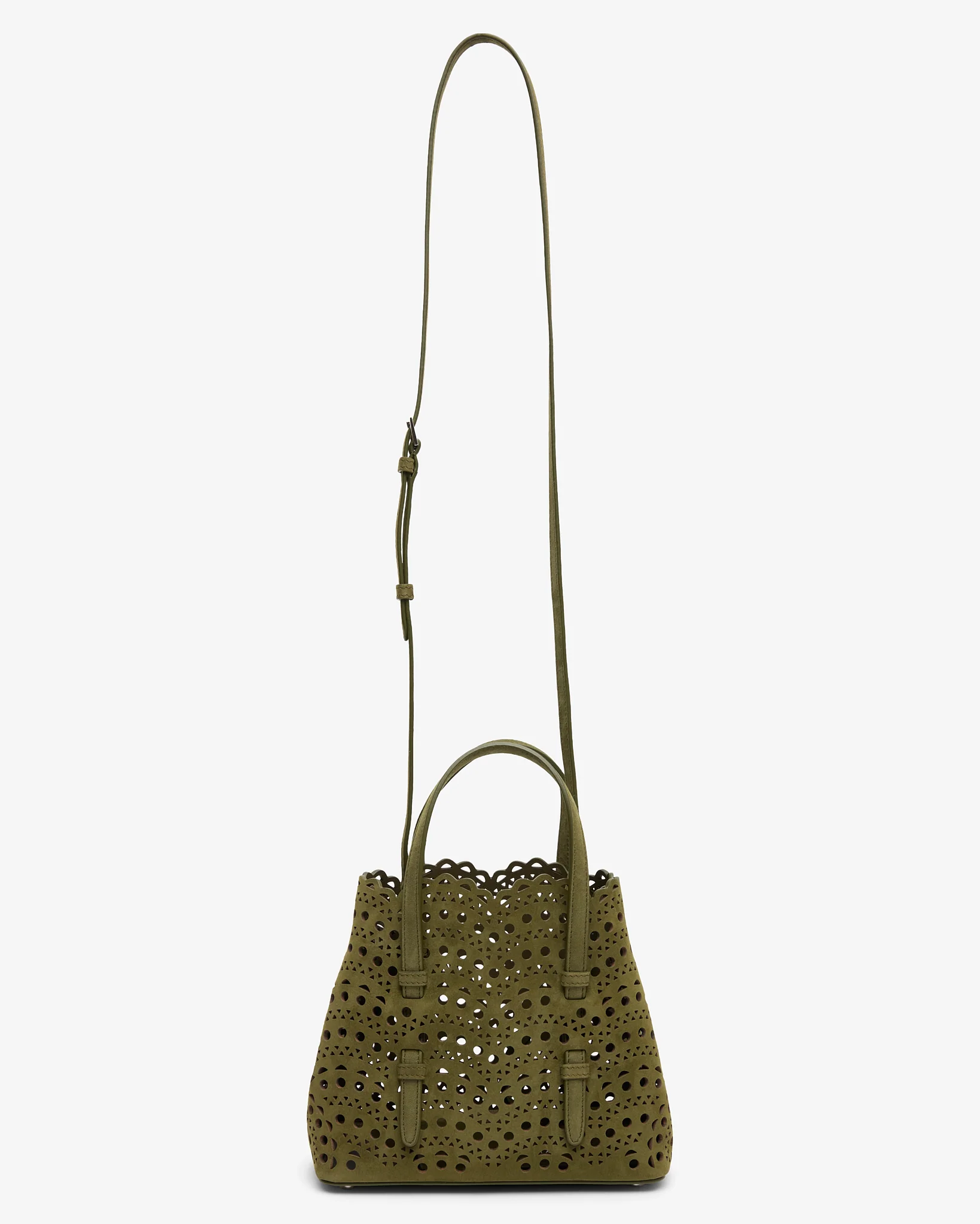 Mina 20 camouflage green suede tote bag