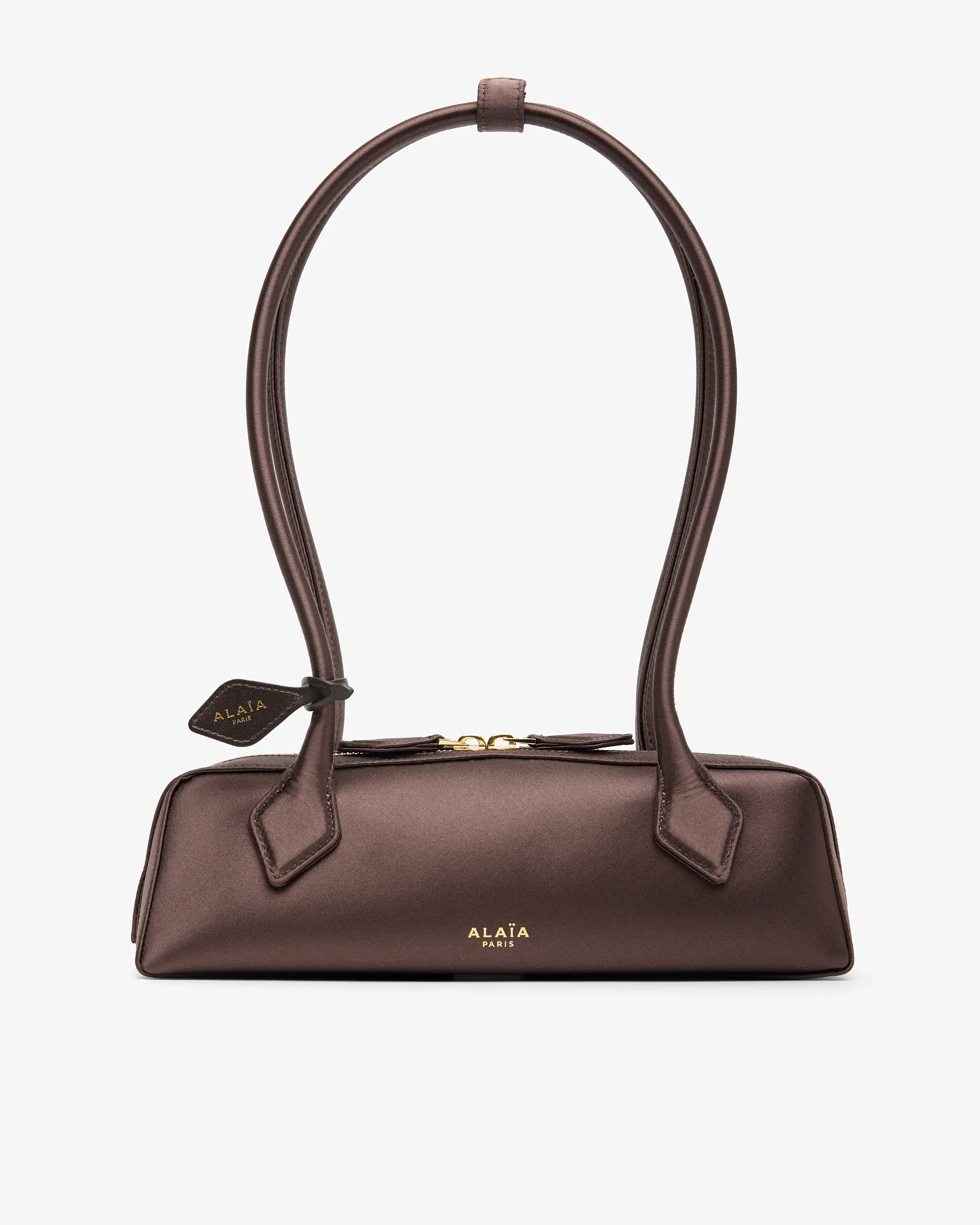 Le Teckel Small brown satin bag