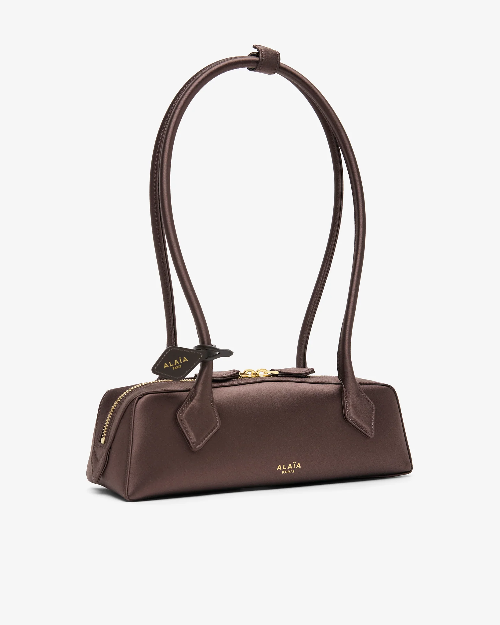 Le Teckel Small brown satin bag