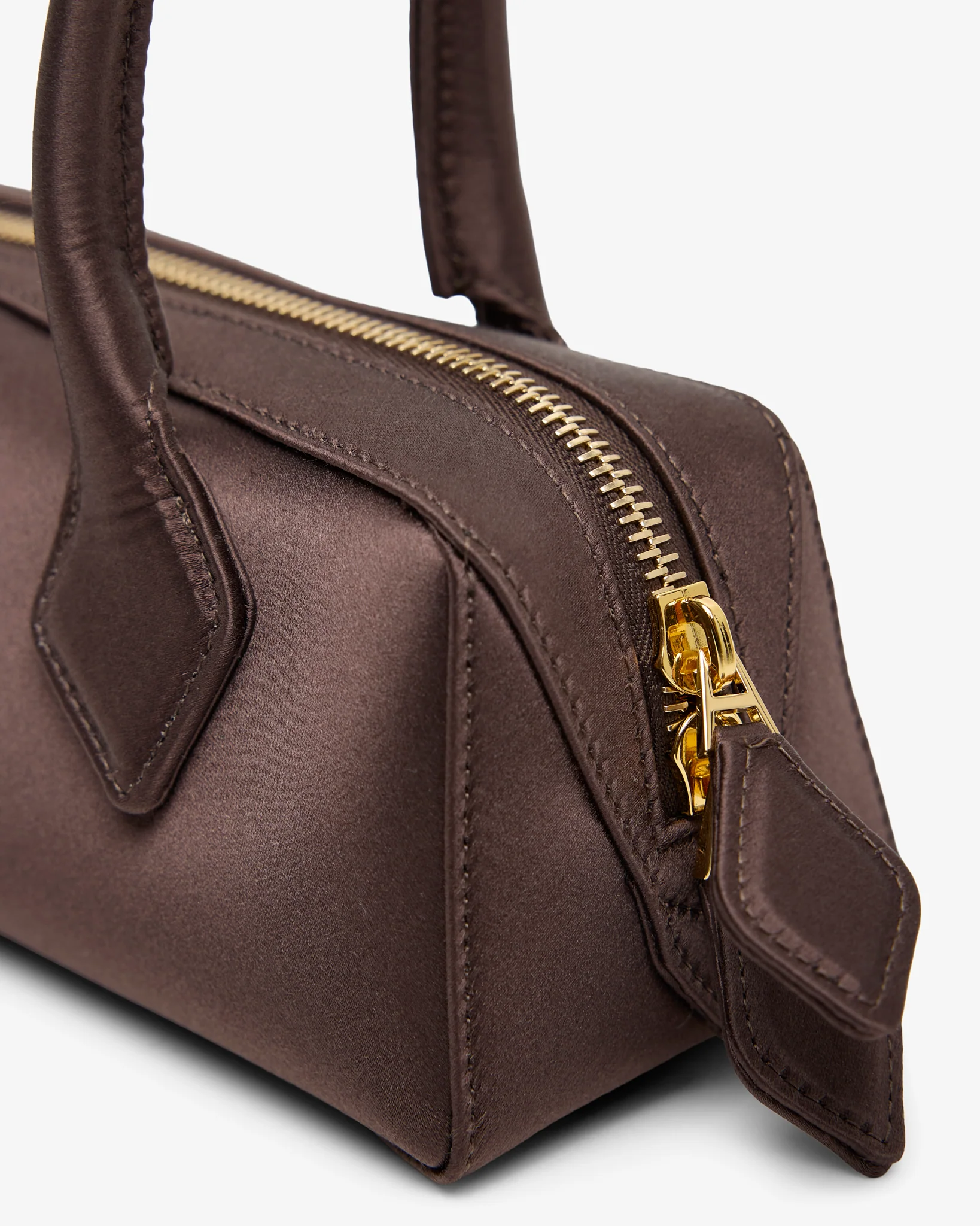 Le Teckel Small brown satin bag