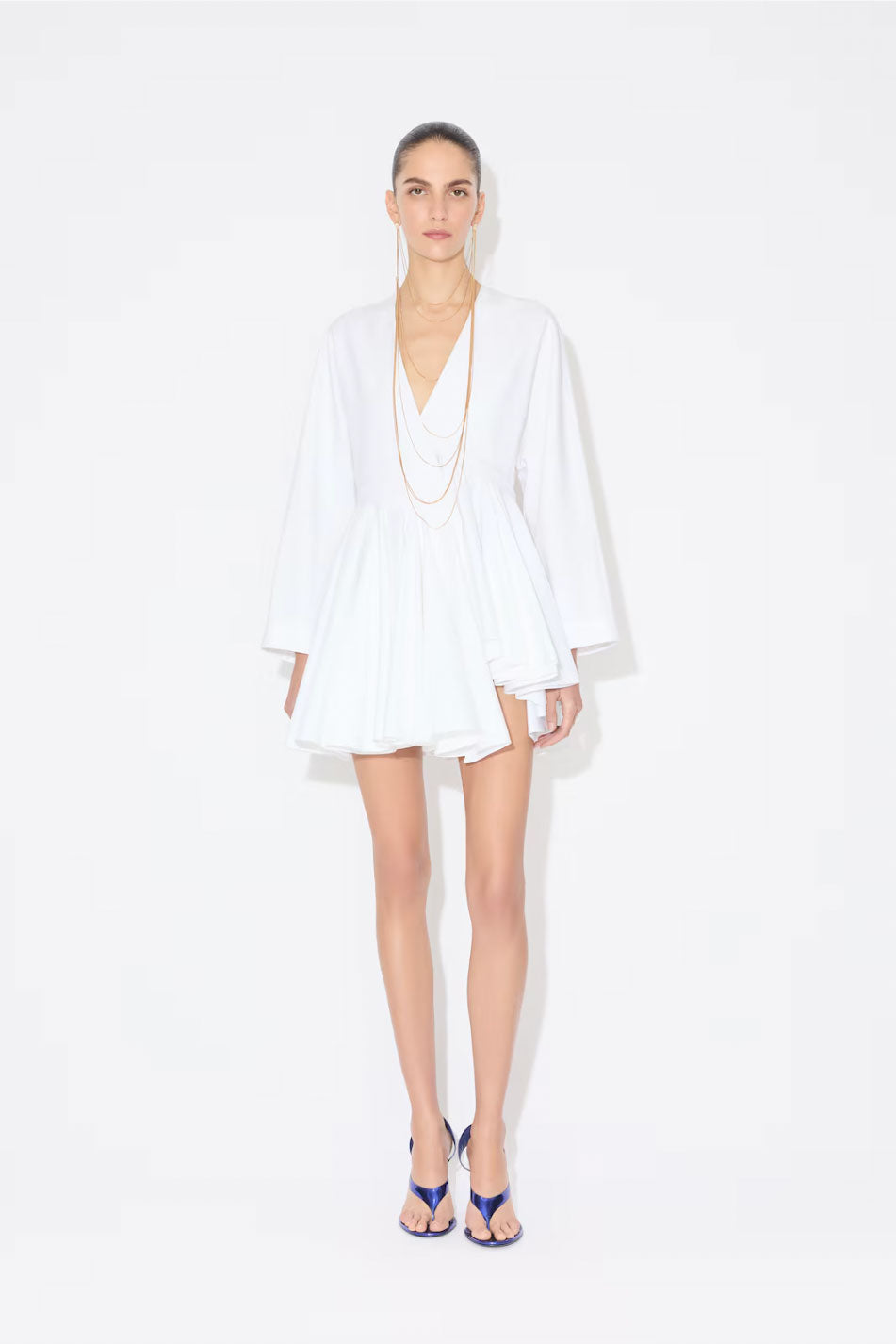 Asymmetric cotton poplin mini dress