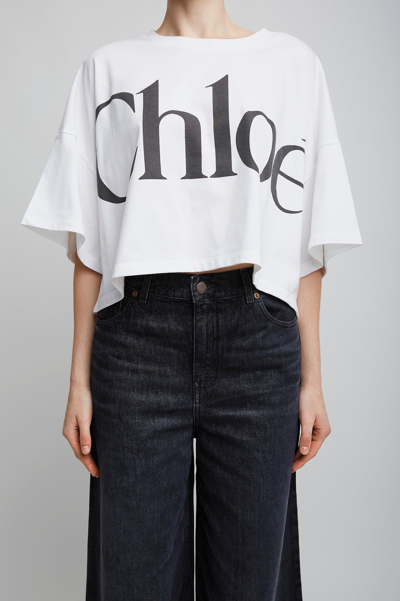 Cropped boxy cotton logo t-shirt