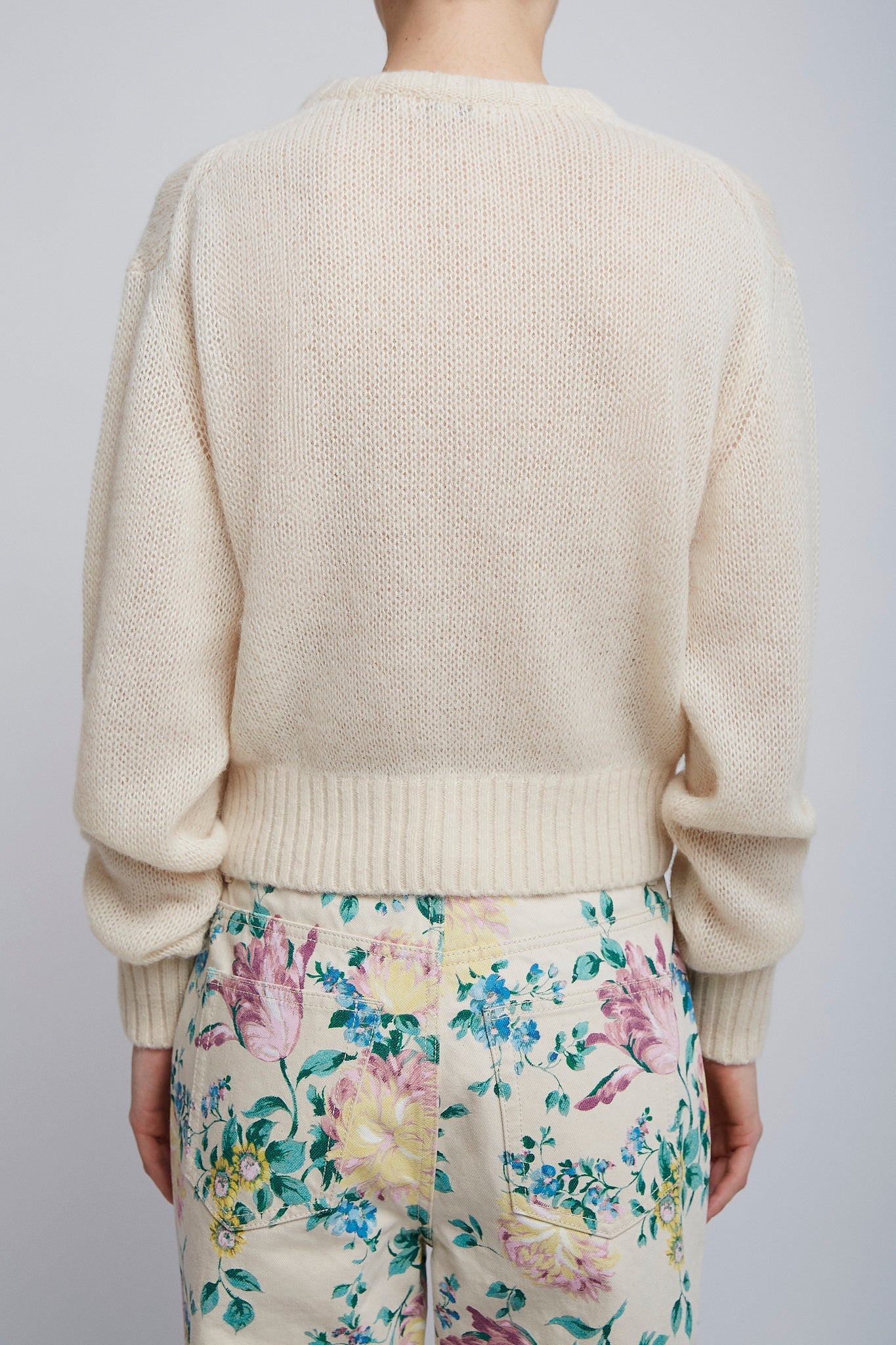 Embroidered alpaca silk knit sweater