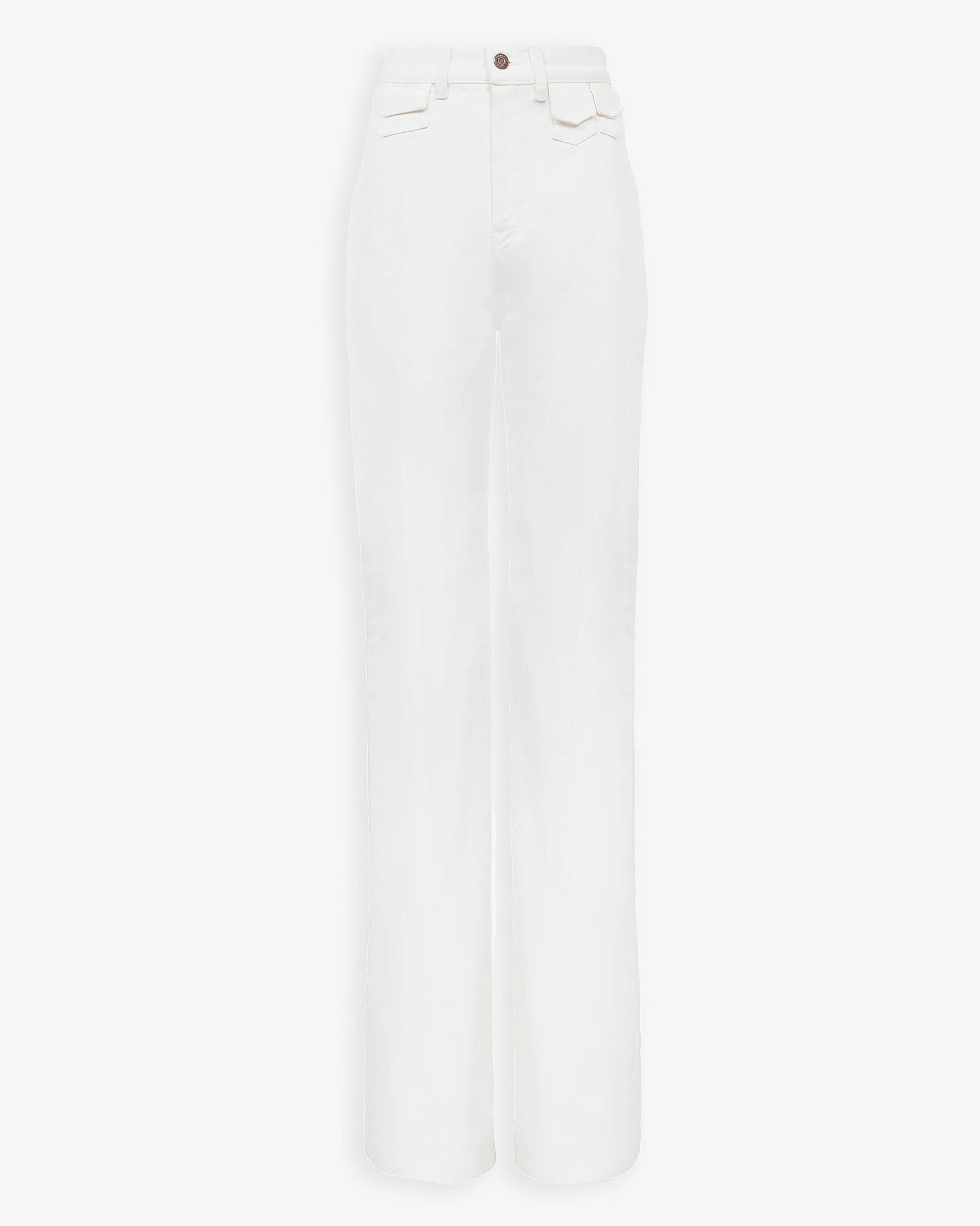High-rise white denim flare jeans