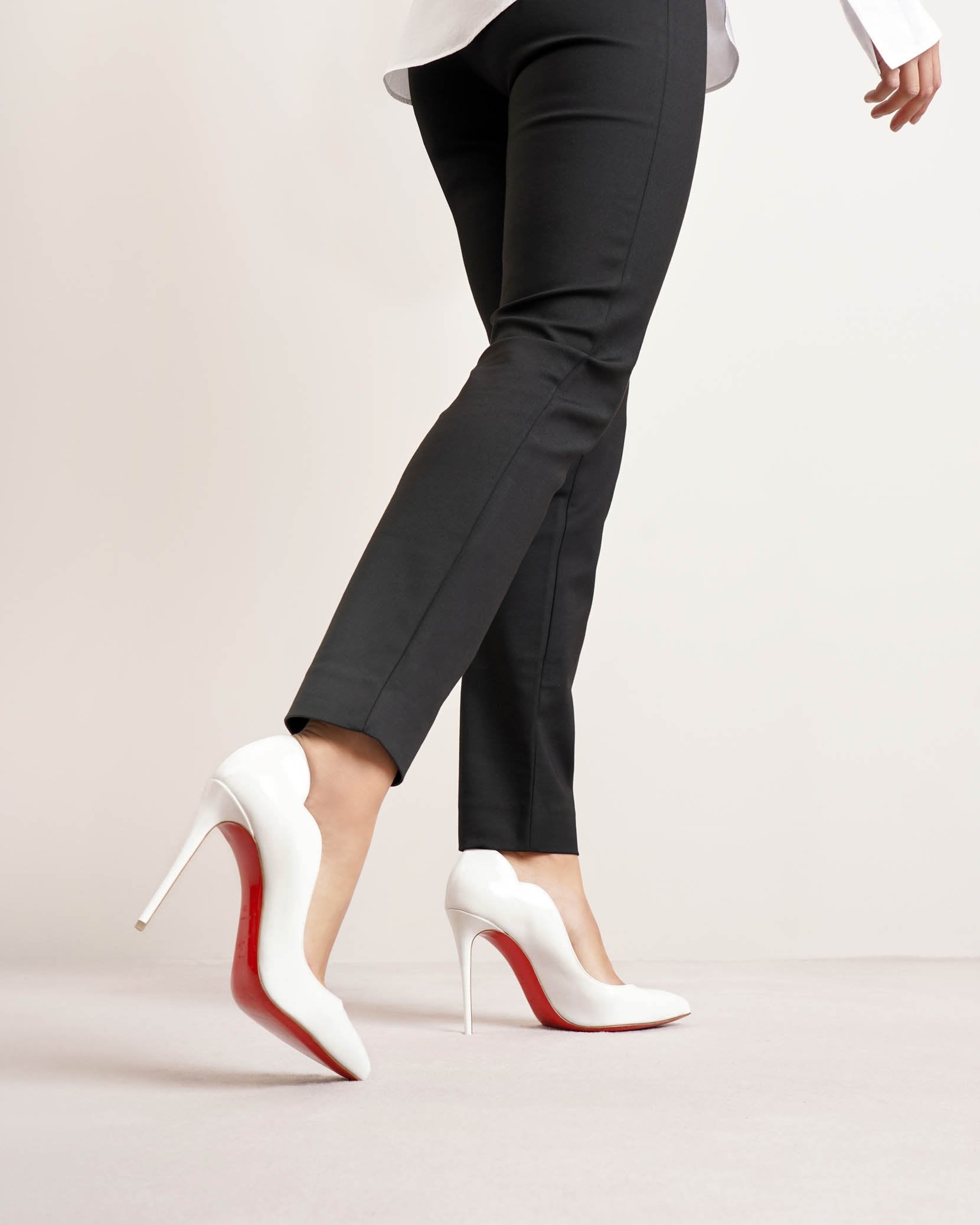 Hot Chick 100 patent white pumps
