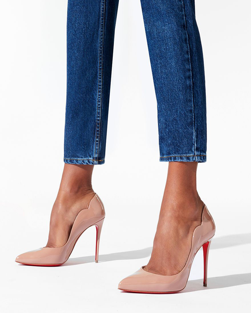 Hot Chick 100 nude patent pumps