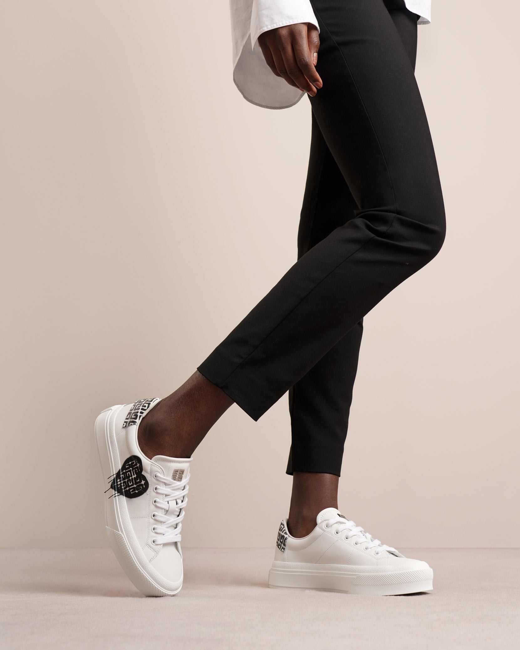 City court printed leather sneakers