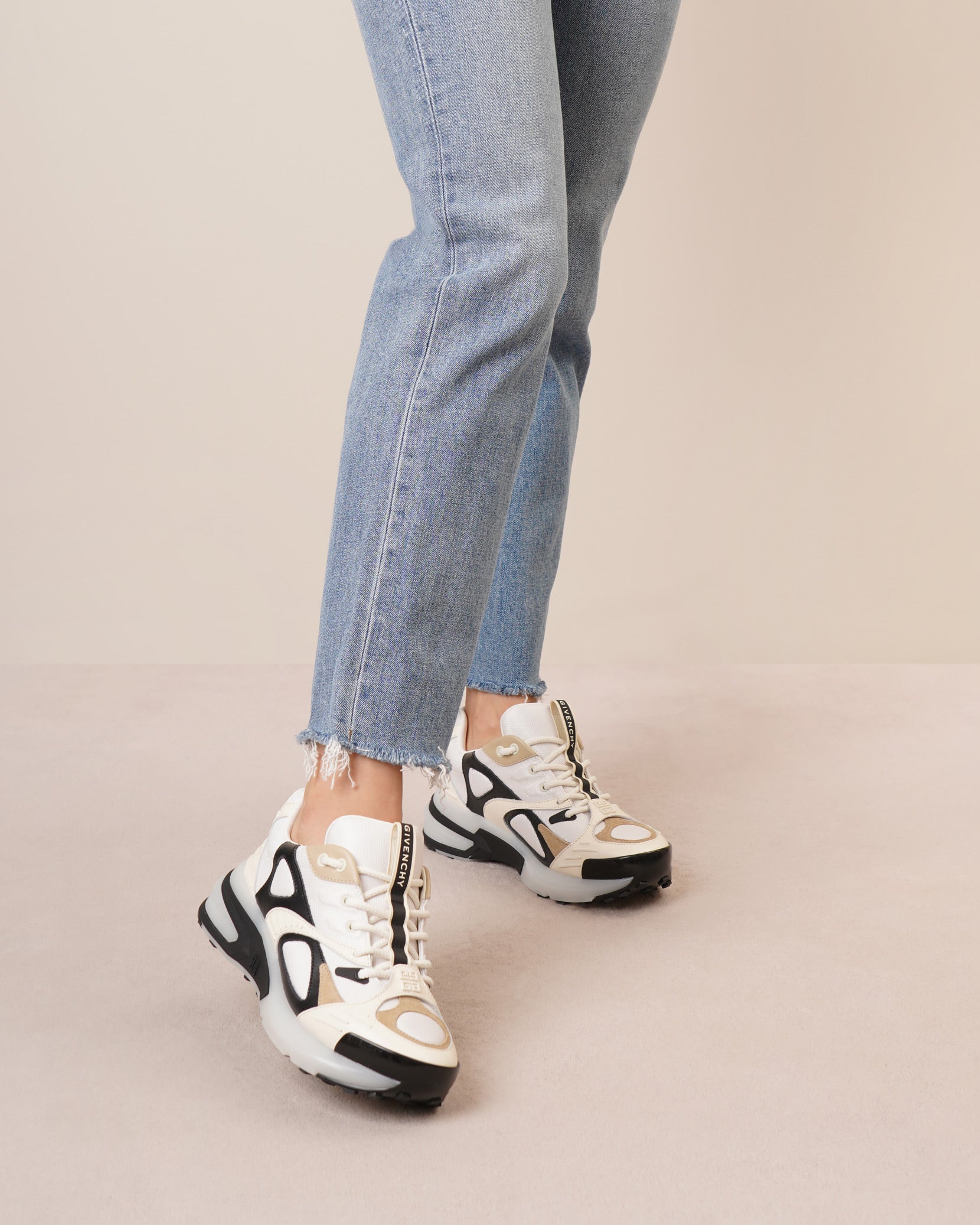 Giv 1 ivory and black runner sneakers