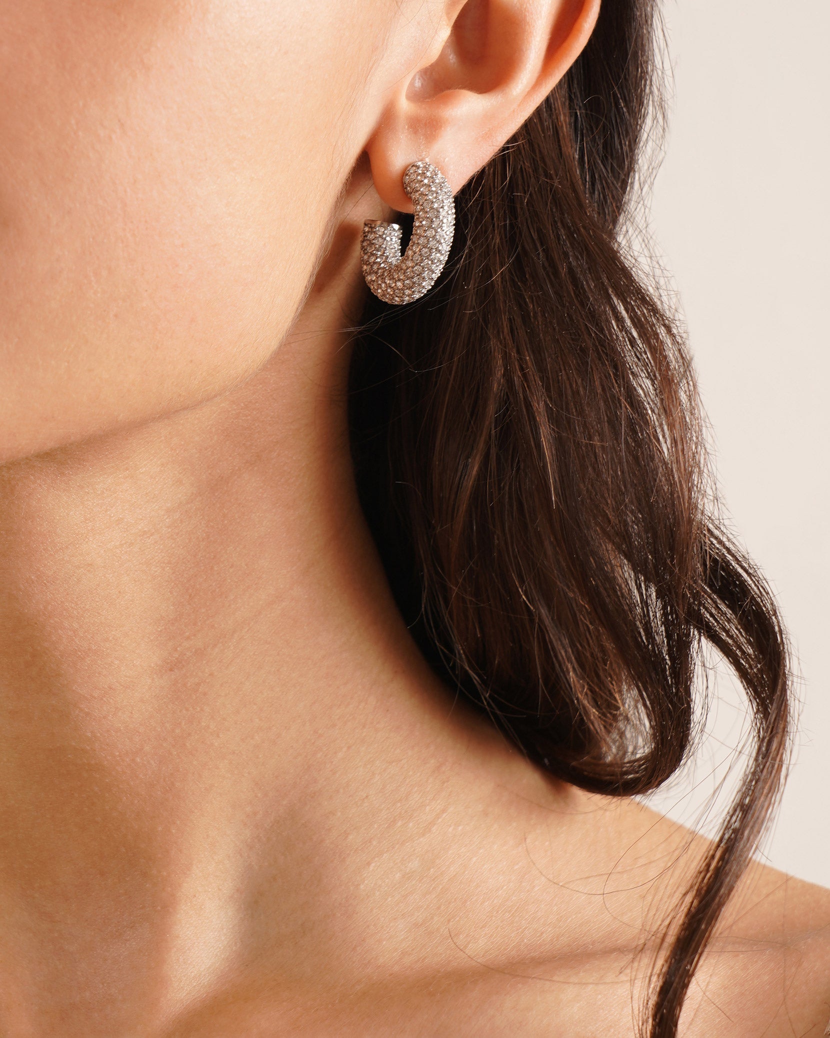 Cameron hoop mini white and silver crystal earrings